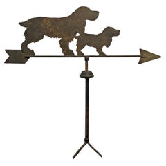 Antique Early 20th Century American Spaniel Weathervane on Custom Wall Mount