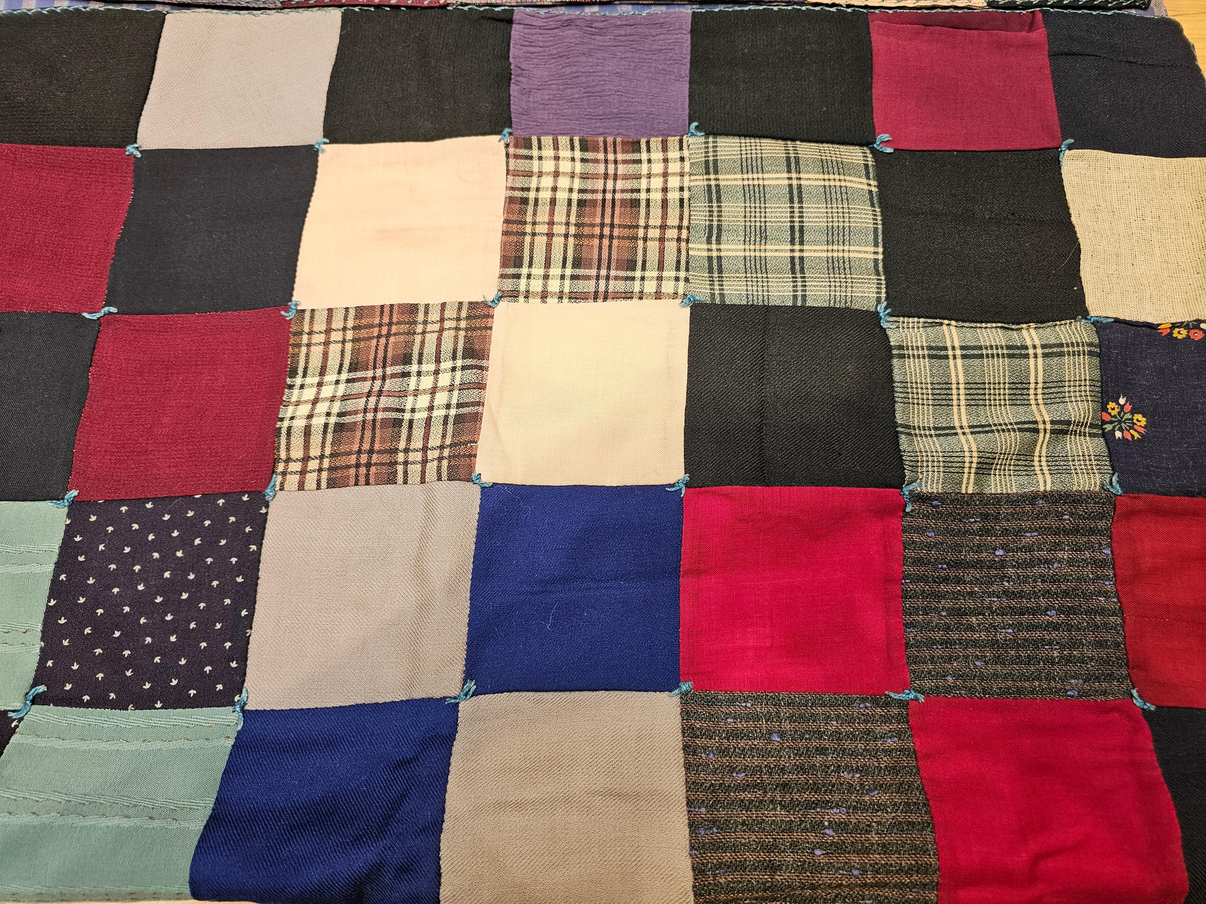 Amerikanische quadratische Patchwork-Steppdecke des frühen 20. Jahrhunderts 4