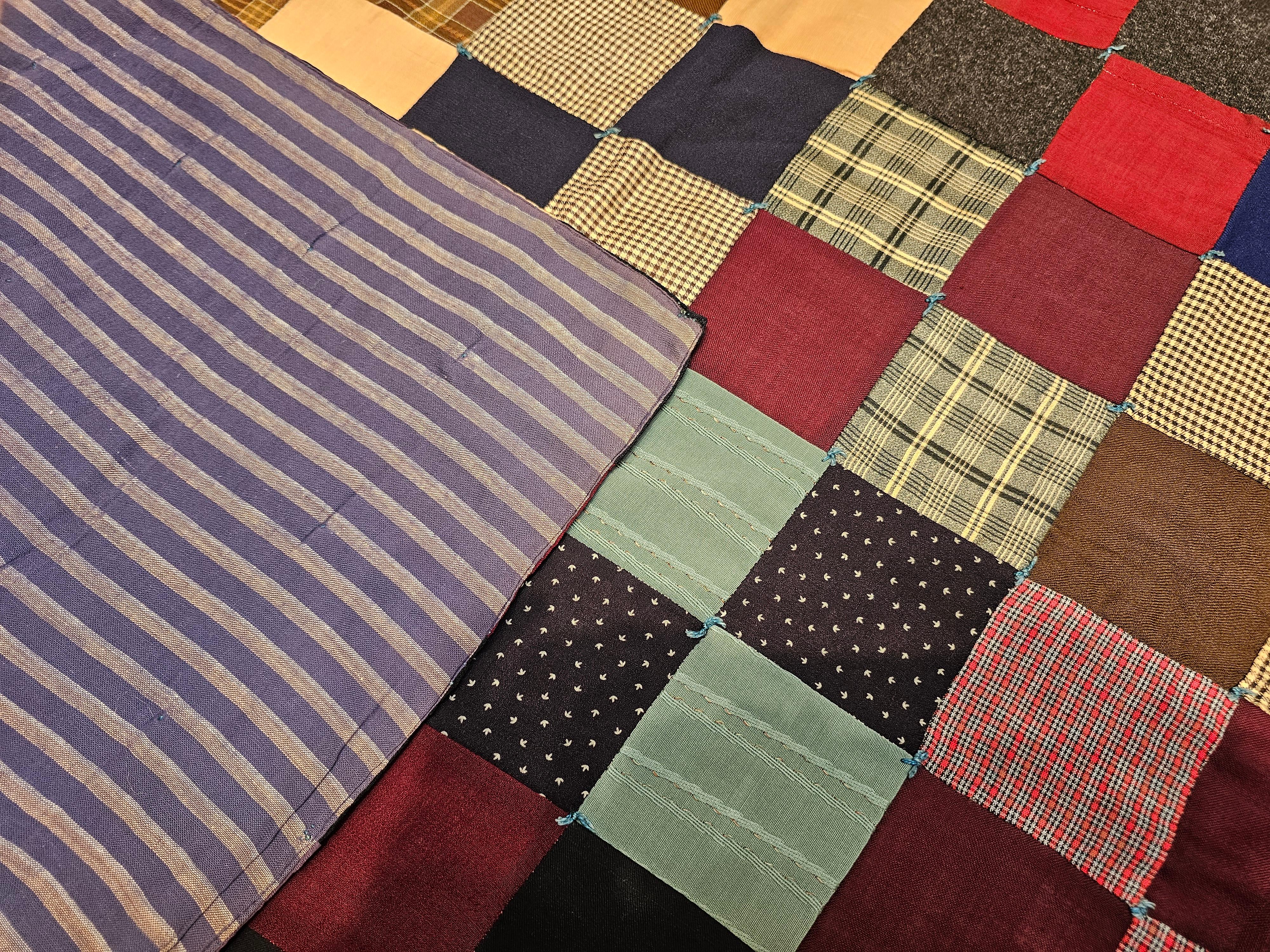 Amerikanische quadratische Patchwork-Steppdecke des frühen 20. Jahrhunderts 7