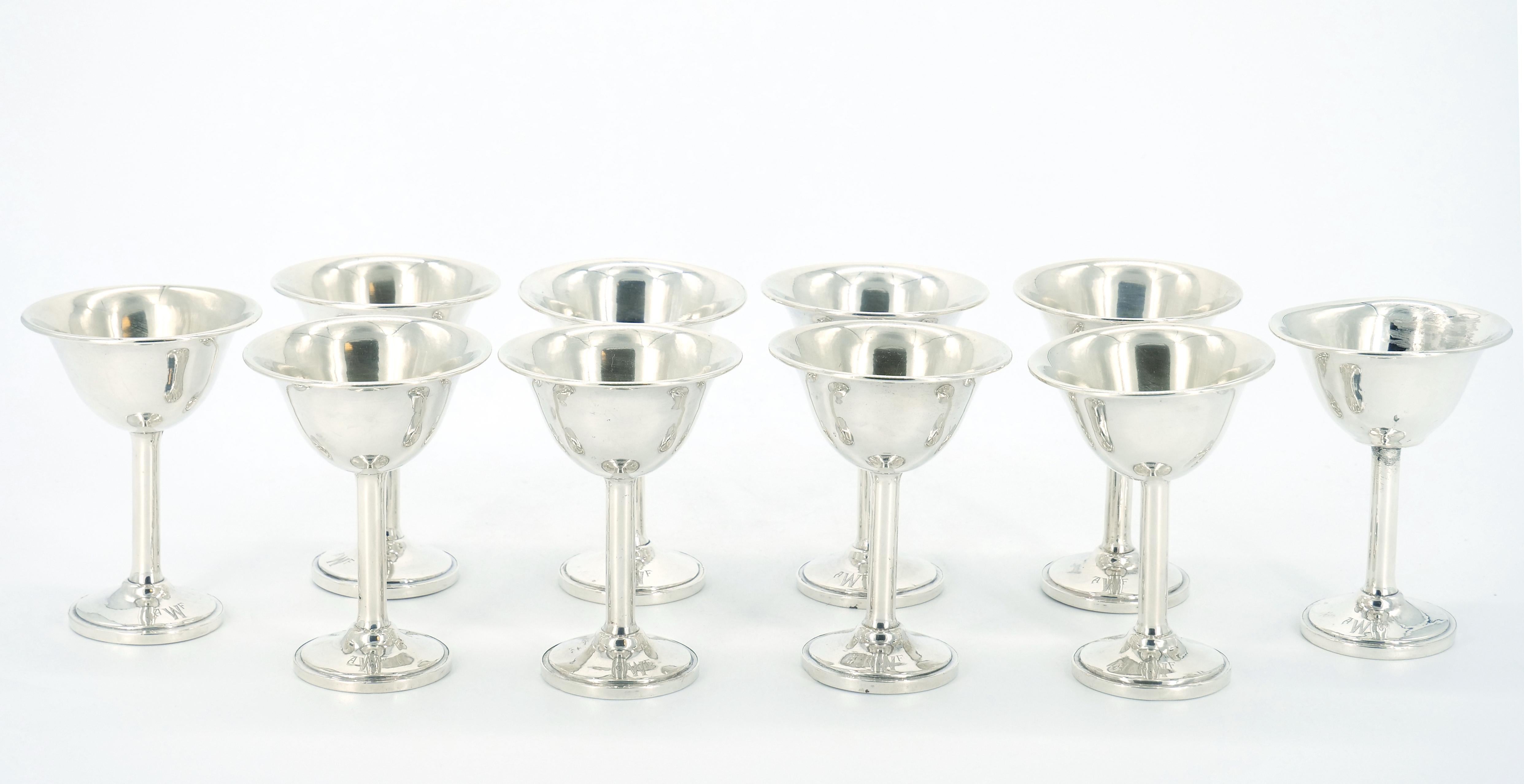 Early 20th Century American Sterling Silver Tableware Cordial's Service / Ten In Good Condition For Sale In Tarry Town, NY