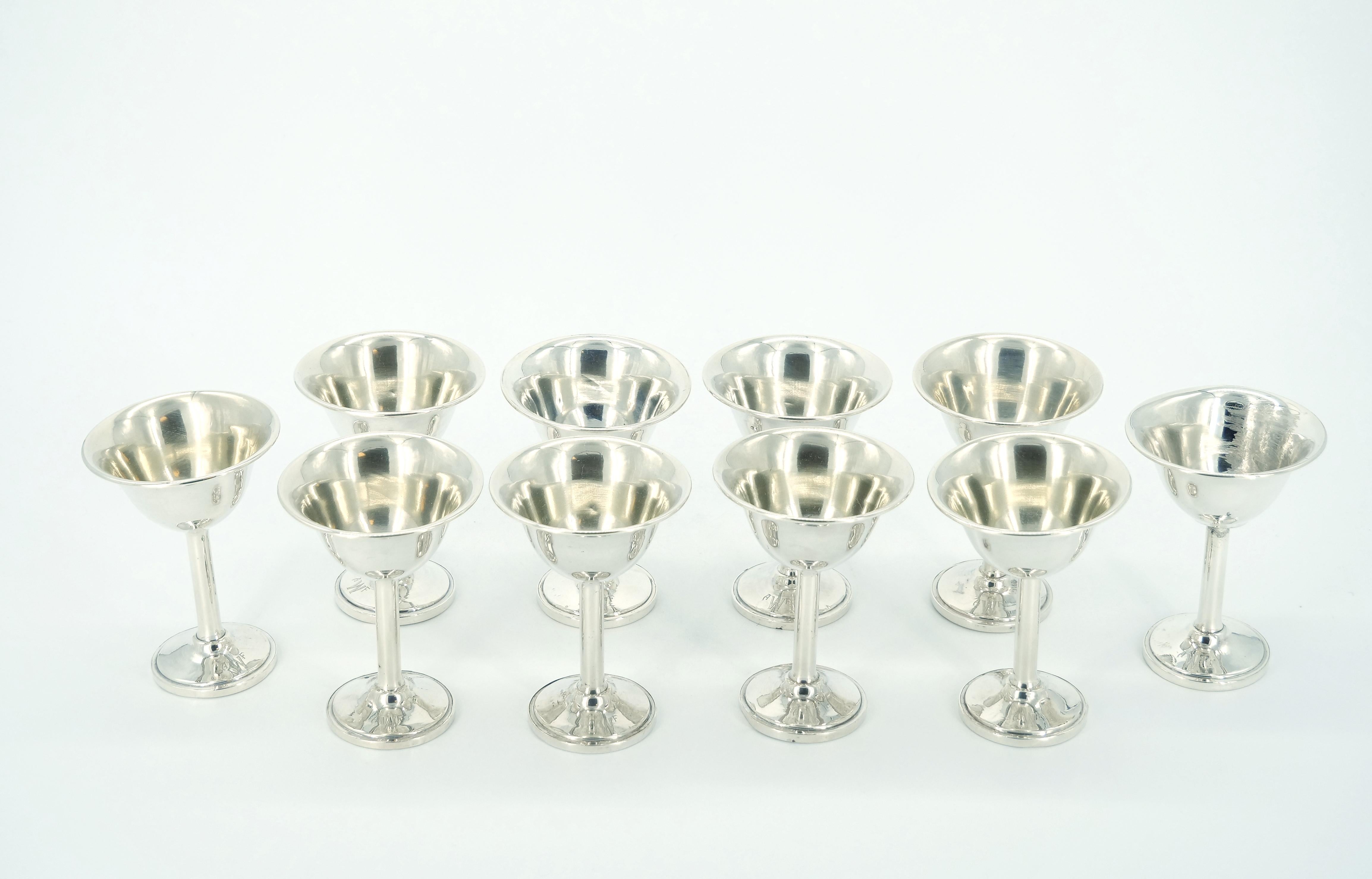 Early 20th Century American Sterling Silver Tableware Cordial's Service / Ten For Sale 1