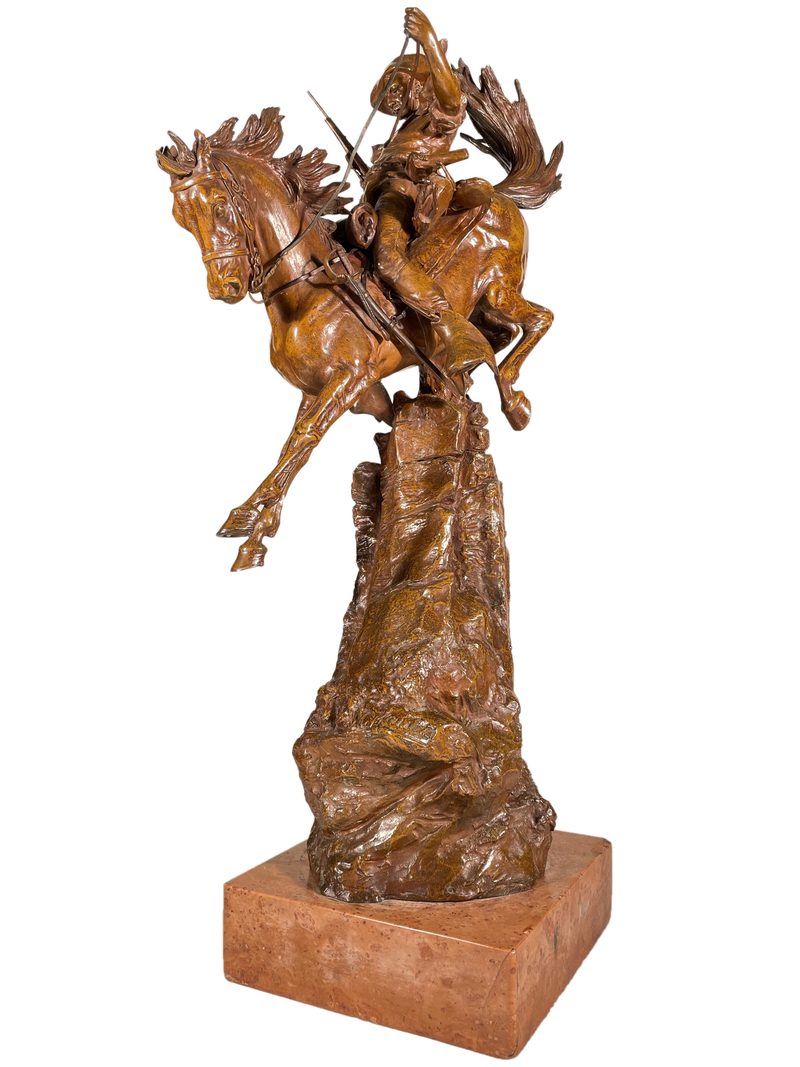 Bronze Early 20th Century American Western Sculpture Desperado by, Austrian Carl Kauba