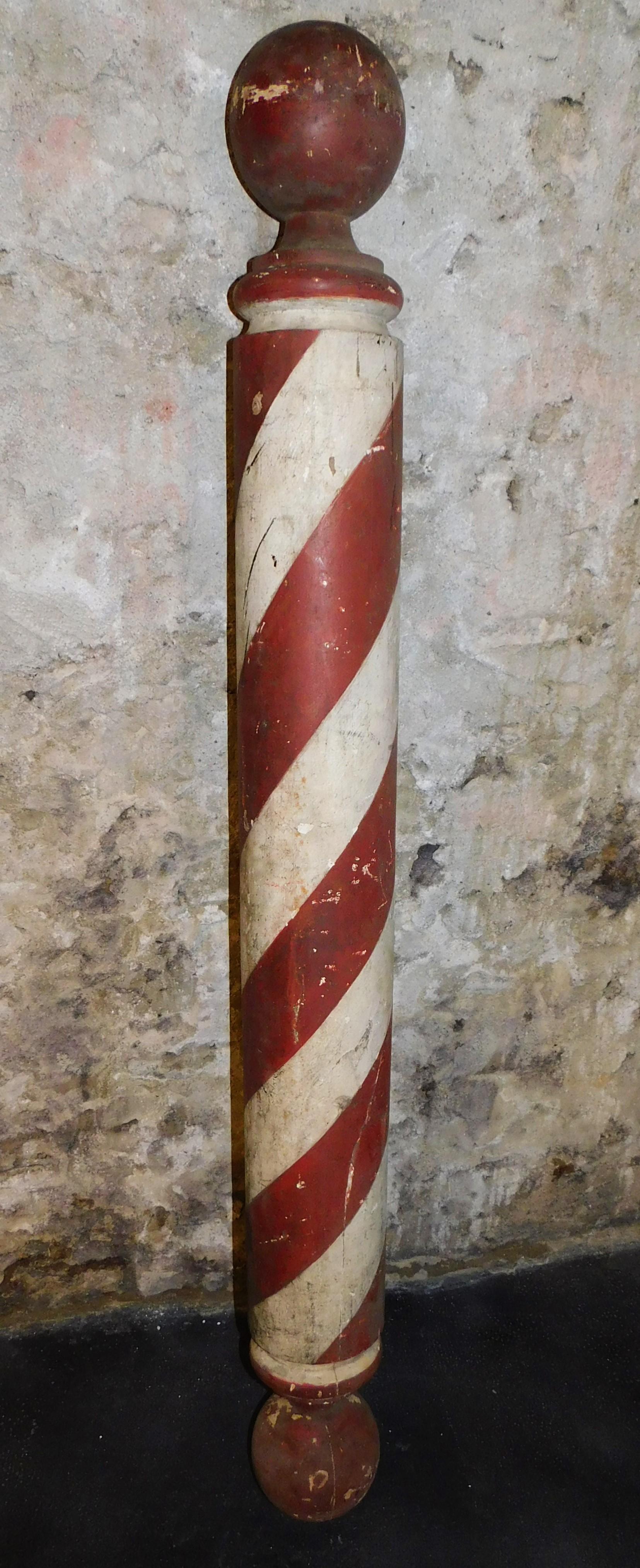 Early 20th Century American Wooden Barbers Pole Trade Sign 7