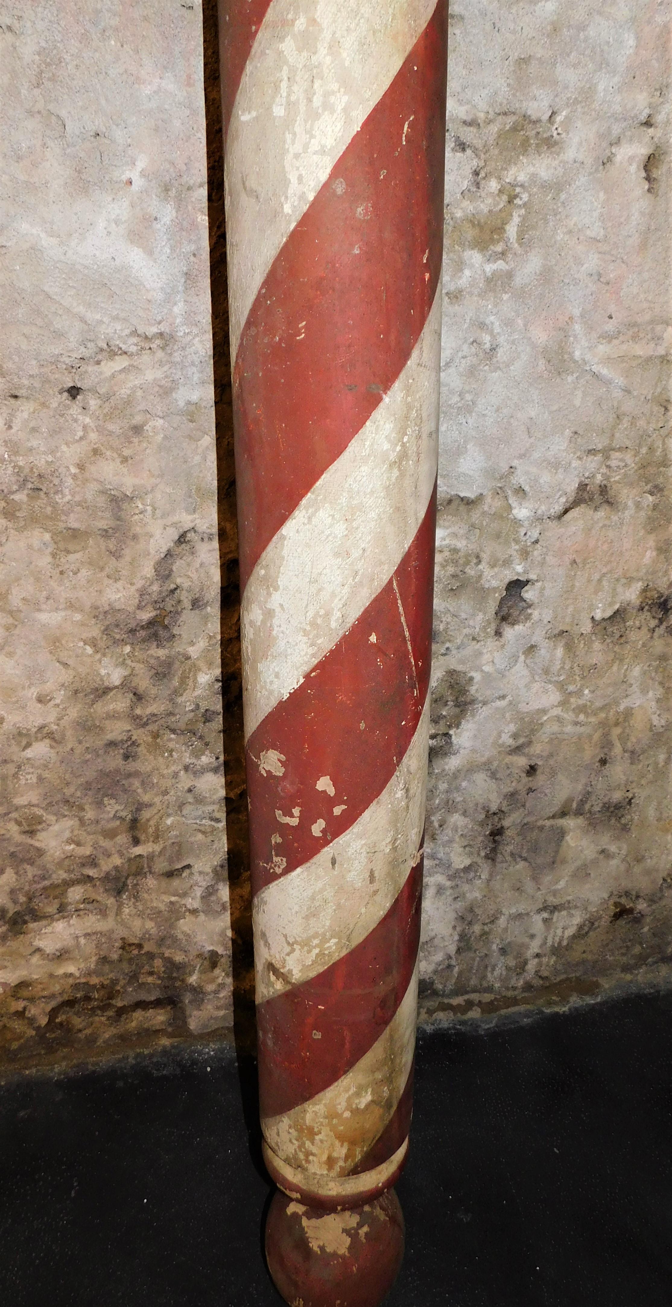 Early 20th Century American Wooden Barbers Pole Trade Sign 5