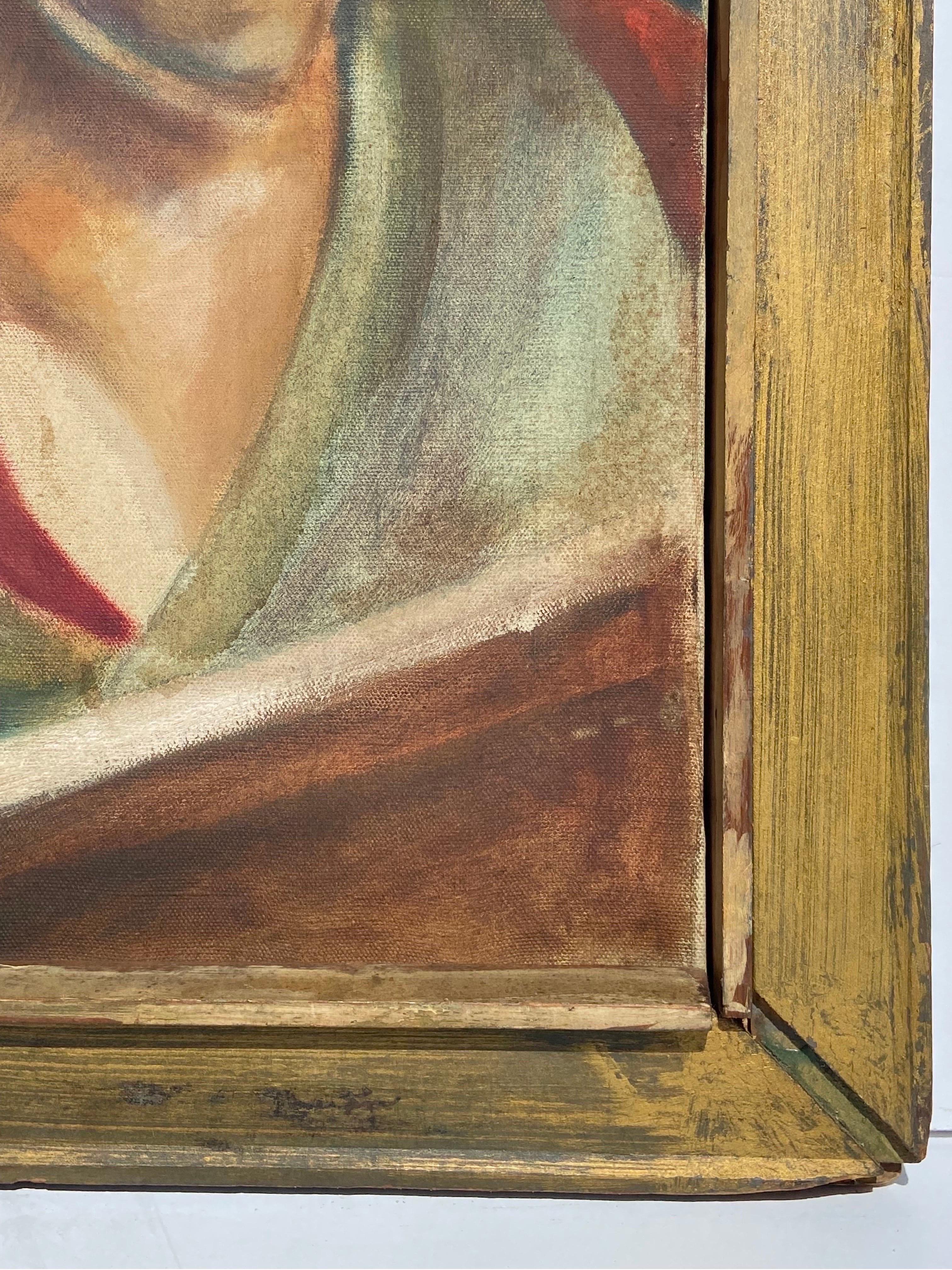 Early 20th Century American WPA Style Oil Painting of Women in Art Studio Framed 2