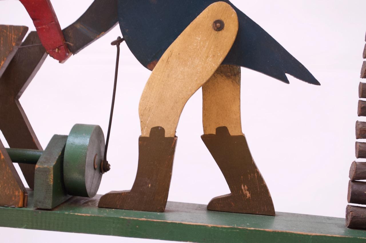 Early 20th Century Americana Uncle Sam Lumberjack Whirligig For Sale 4