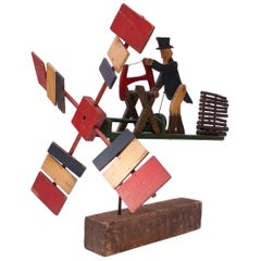 Used Early 20th Century Americana Uncle Sam Lumberjack Whirligig