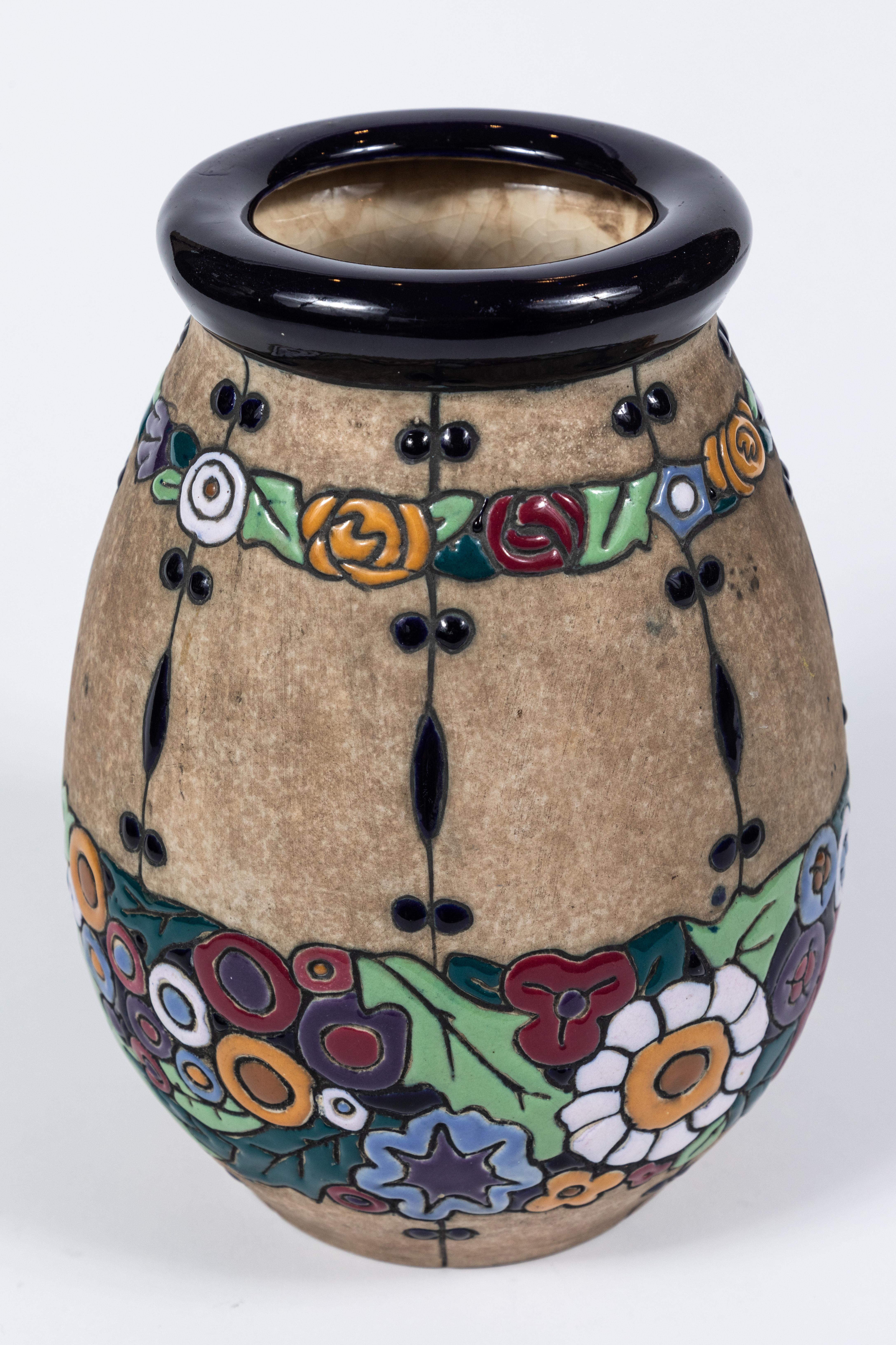 Czech Early 20th Century Amphora Campina Round Vase