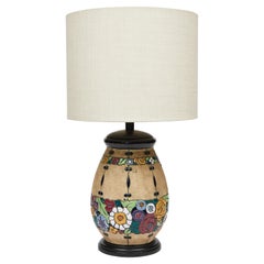 Antique Early 20th Century Amphora Campina Round Vase Lamp