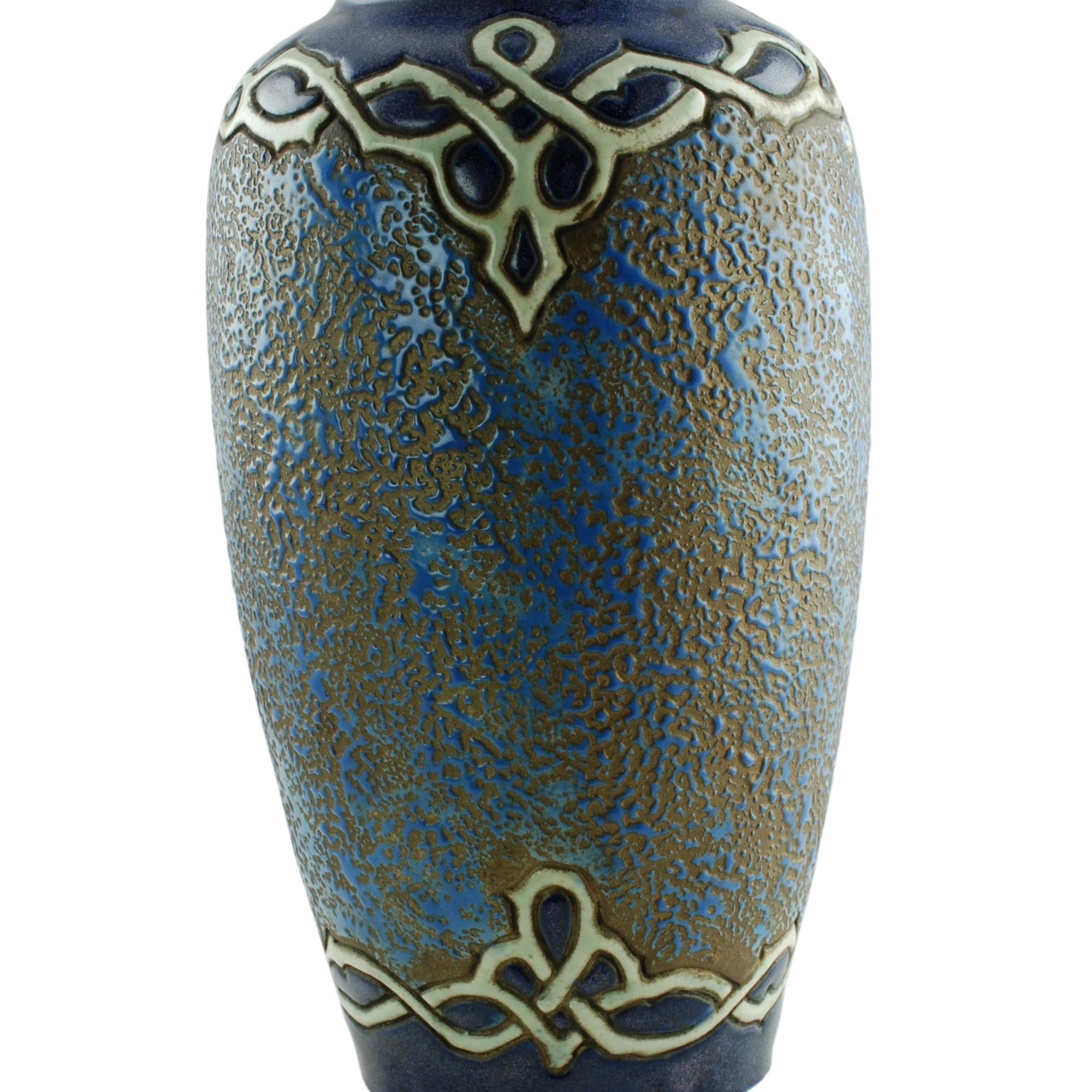 Czech Early 20th Century Amphora Enameled Pottery Vase For Sale