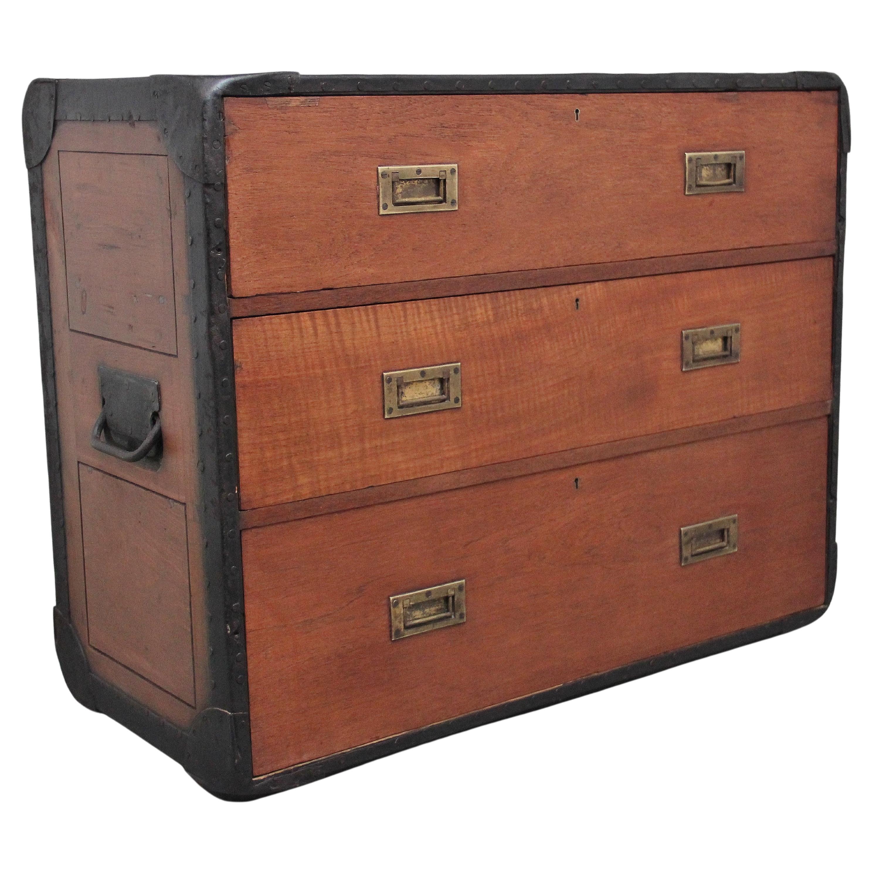 Early 20th Century Anglo-Indian Camphor Wood Campaign Chest For Sale