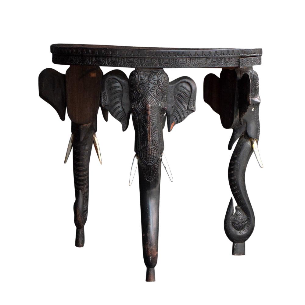 Early 20th Century Anglo-Indian Hand Carved Ebonised Elephant Table