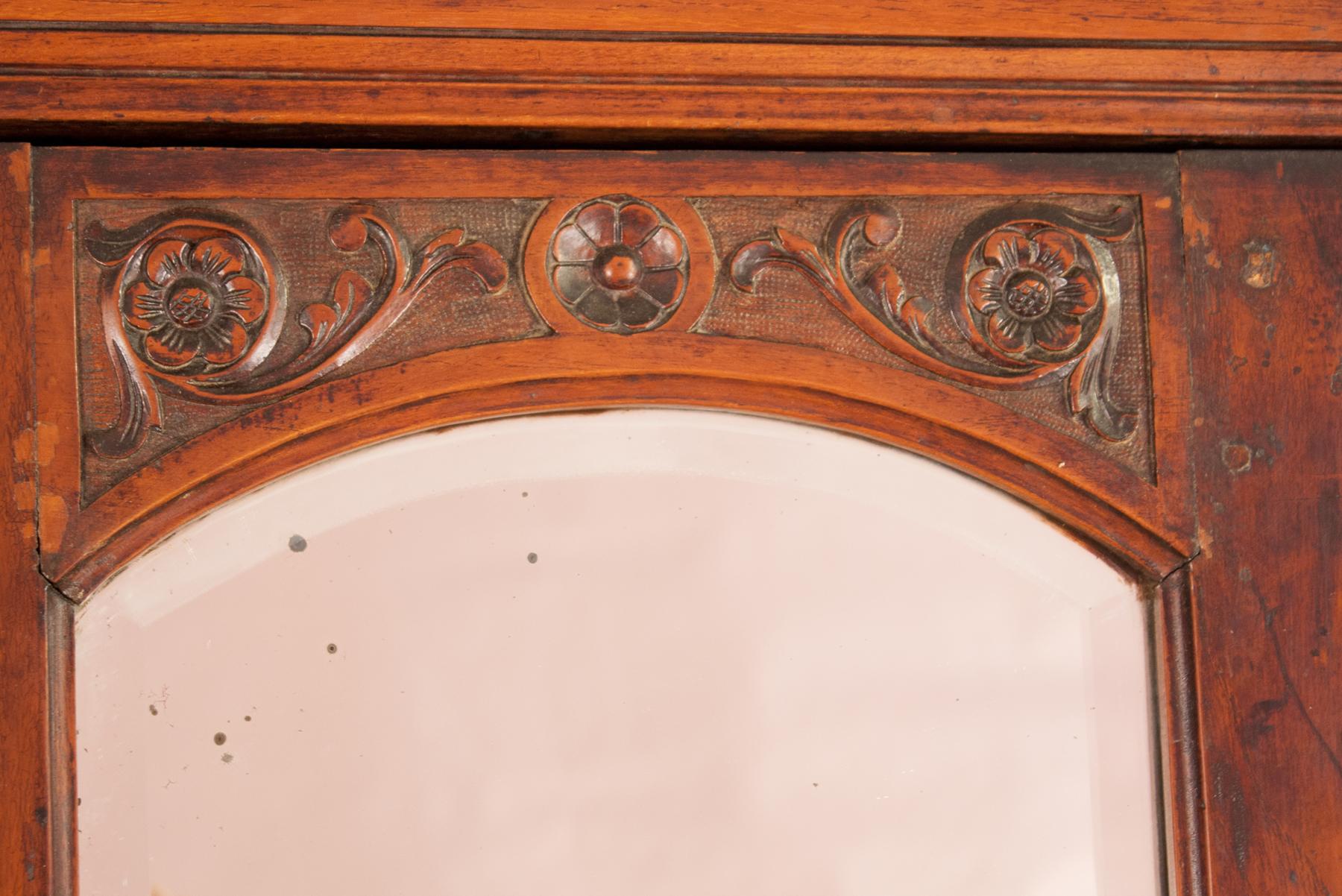 Beveled Early 20th Century Anglo-Indian Mahogany Armoire Storage Cabinet