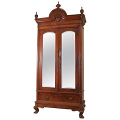 Antique Early 20th Century Anglo-Indian Mahogany Armoire Storage Cabinet