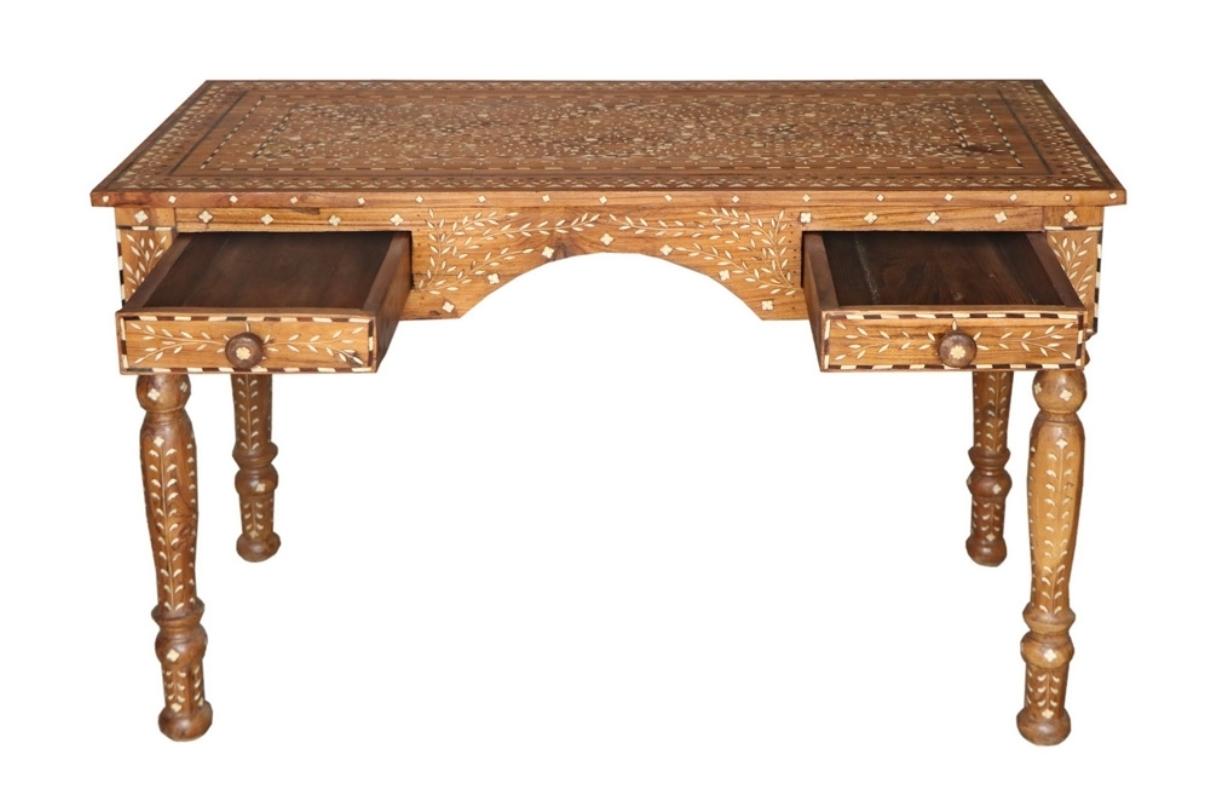 Asian Early 20th Century Anglo Indian Writing Desk with Bone Inlay For Sale
