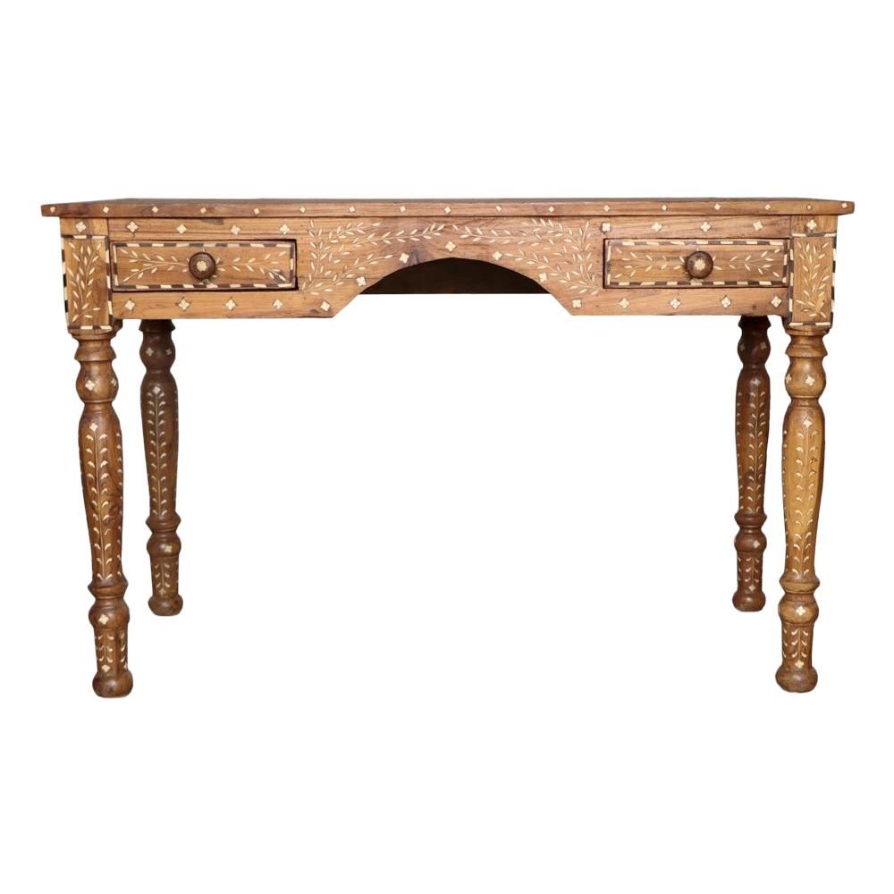 Early 20th Century Anglo Indian Writing Desk with Bone Inlay For Sale