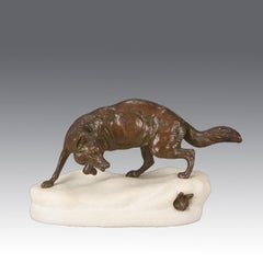 Early 20th Century Animalier Bronze entitled "Fox and Rabbit" by Clovis Masson