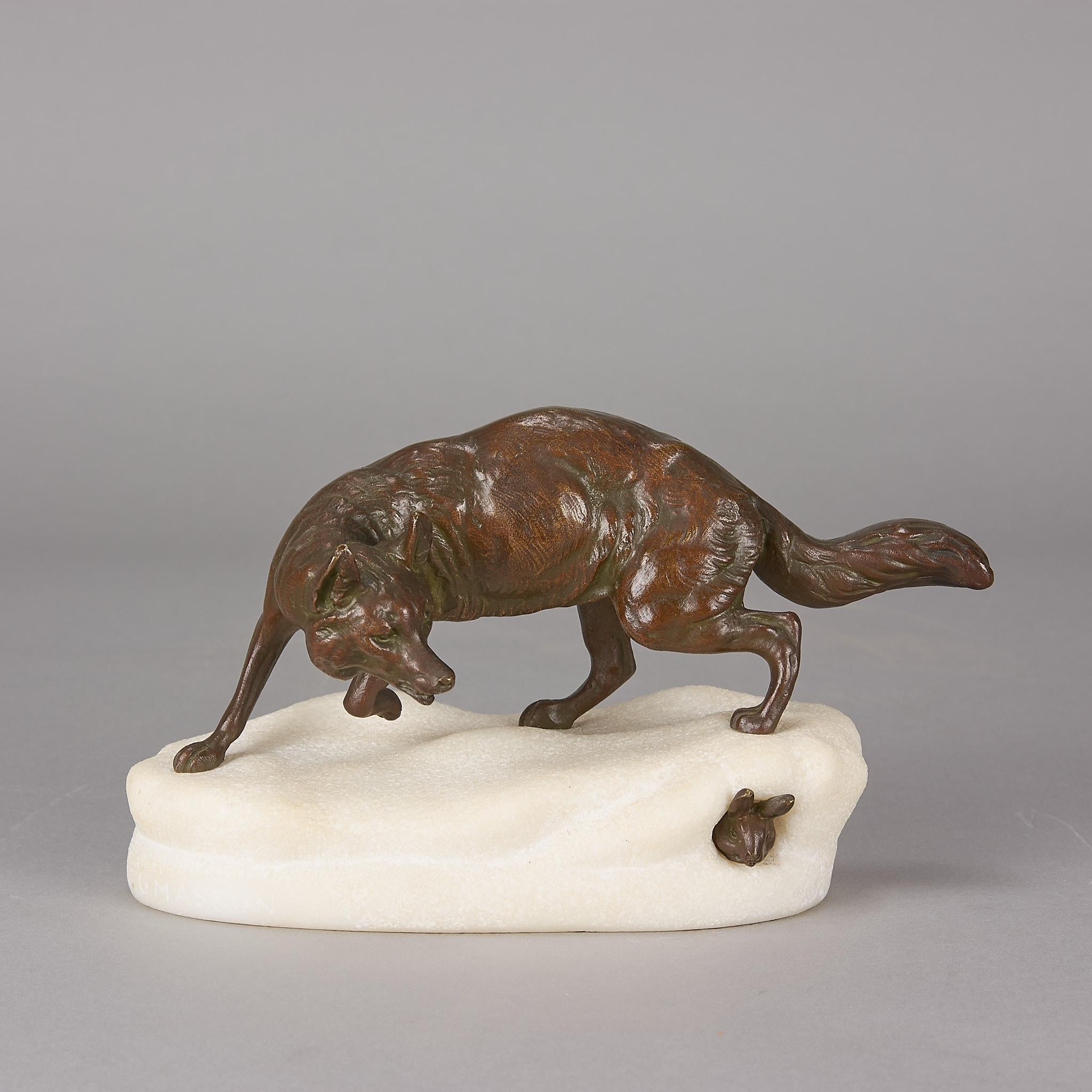 Art Nouveau Bronzo animalier dei primi del 20th Century intitolato 