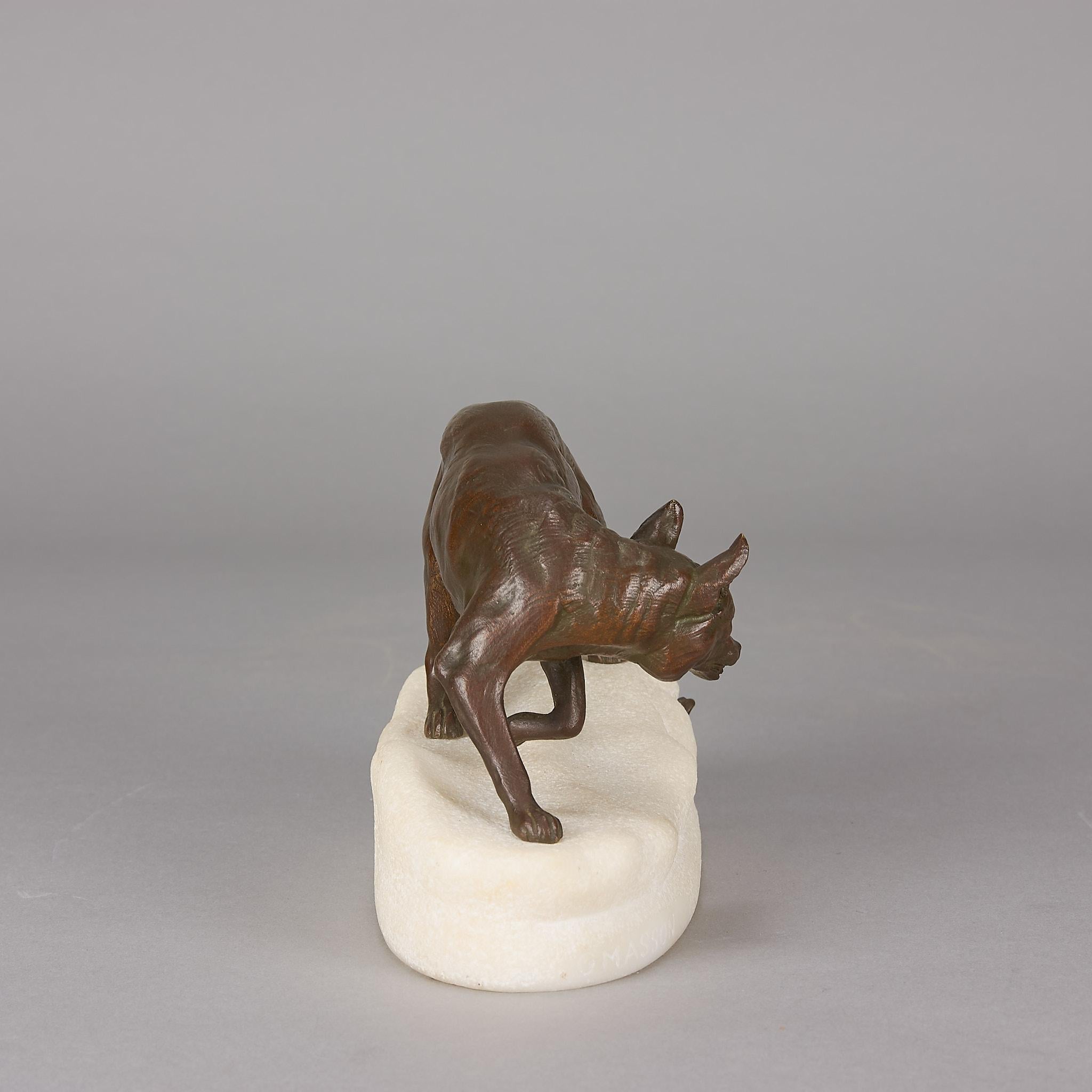 Intagliato Bronzo animalier dei primi del 20th Century intitolato 