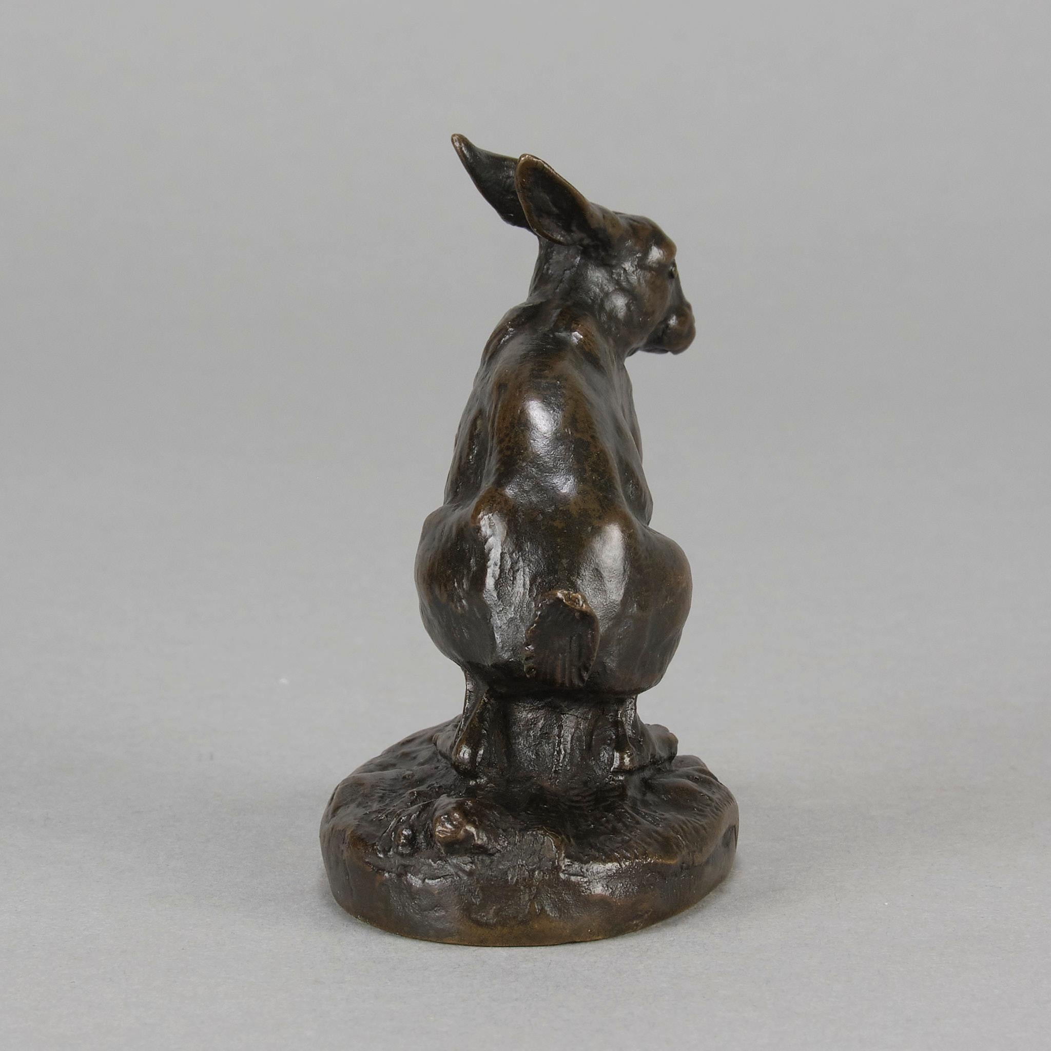 Tierier-Bronze des frühen 20. Jahrhunderts mit dem Titel „Leaping Hare“ von Louis Vidal im Angebot 3