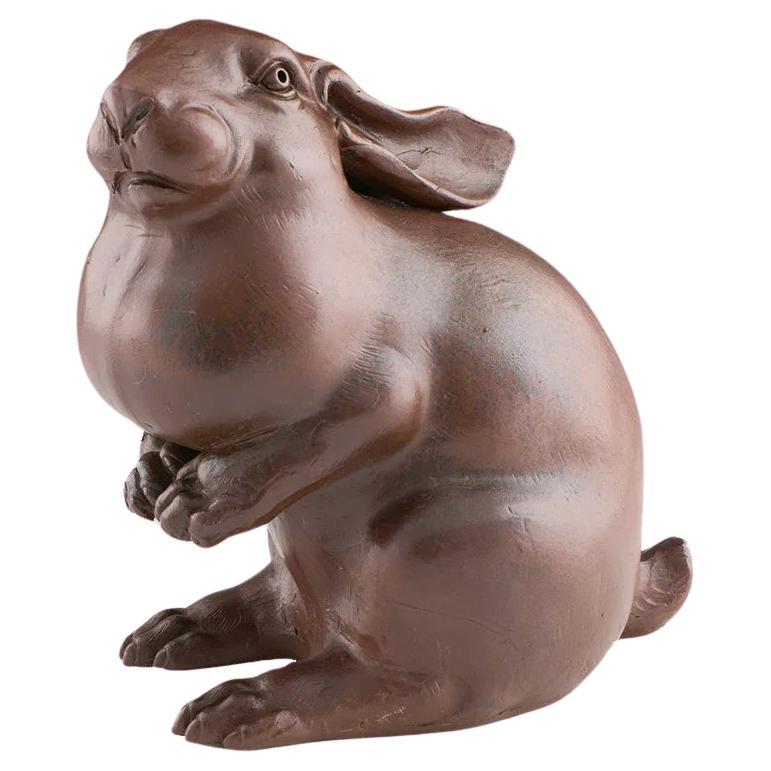 Animalische Bronze des frühen 20. Jahrhunderts mit dem Titel "Sitzendes Kaninchen" von Meissen Böttger