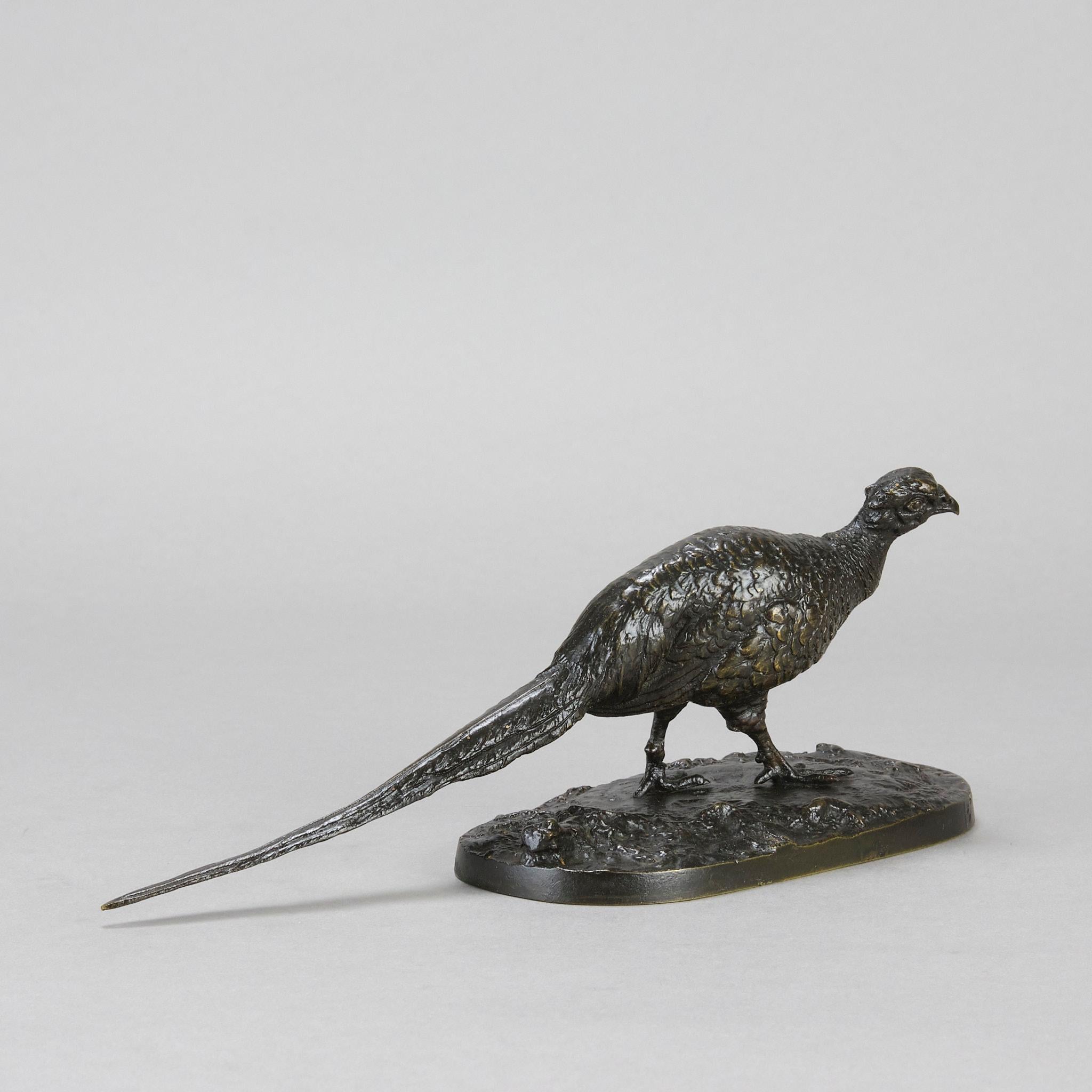 Early 20th Century Animalier Bronze Study entitled “Faisan Droit” by P J Mêne For Sale 3