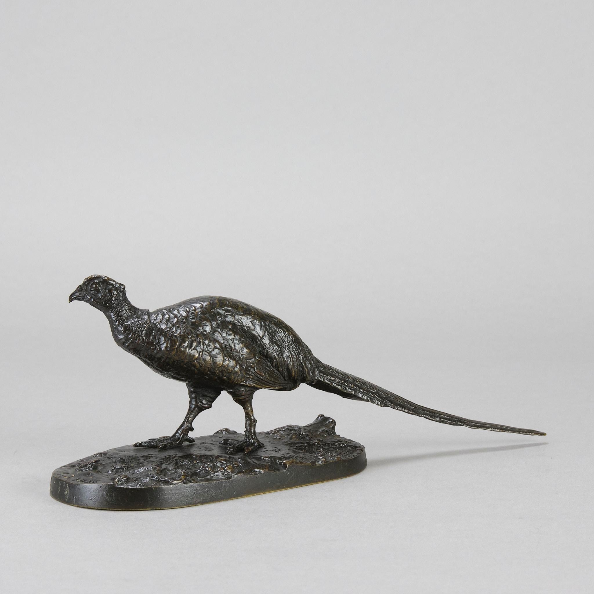Early 20th Century Animalier Bronze Study entitled “Faisan Droit” by P J Mêne In Good Condition For Sale In London, GB