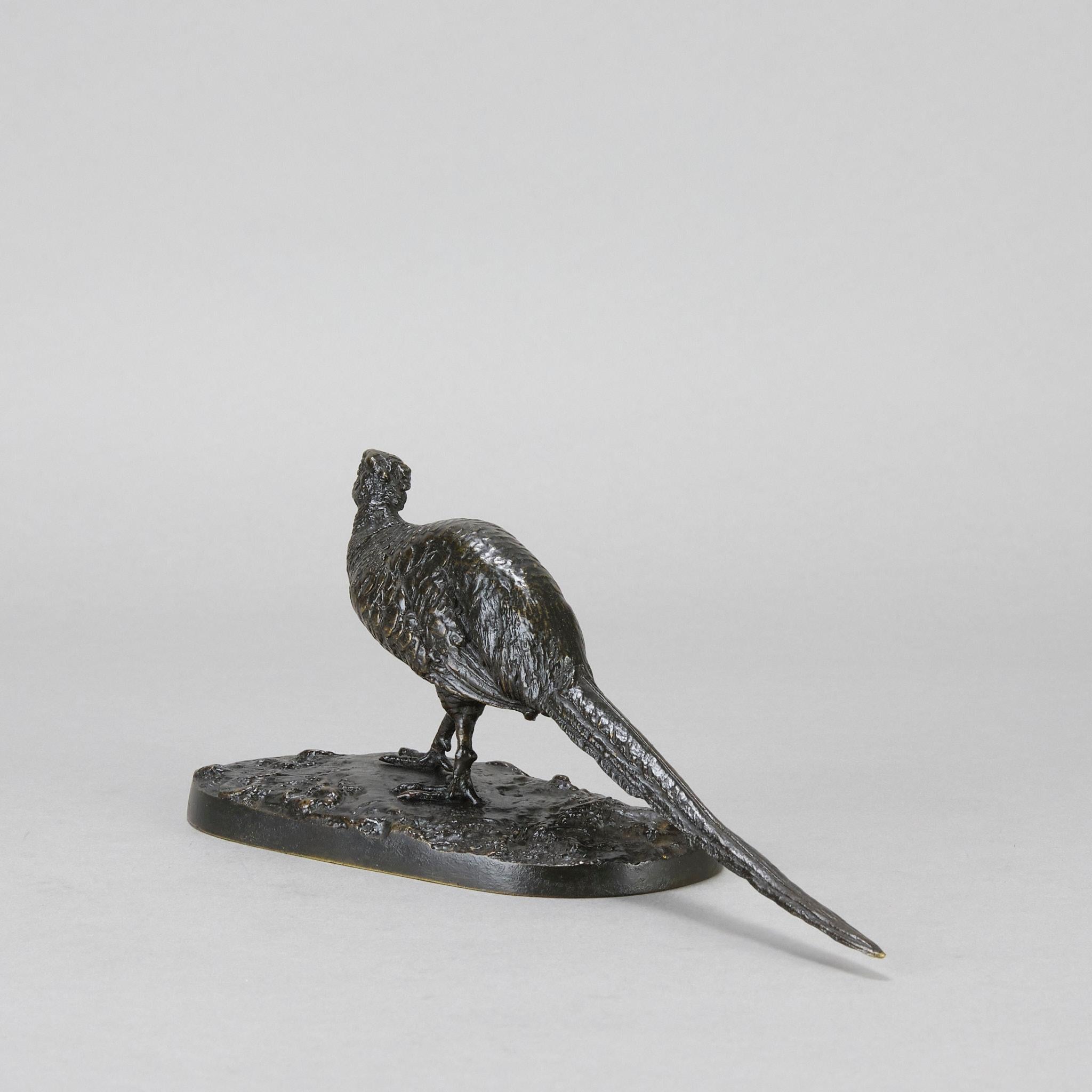 Early 20th Century Animalier Bronze Study entitled “Faisan Droit” by P J Mêne For Sale 1