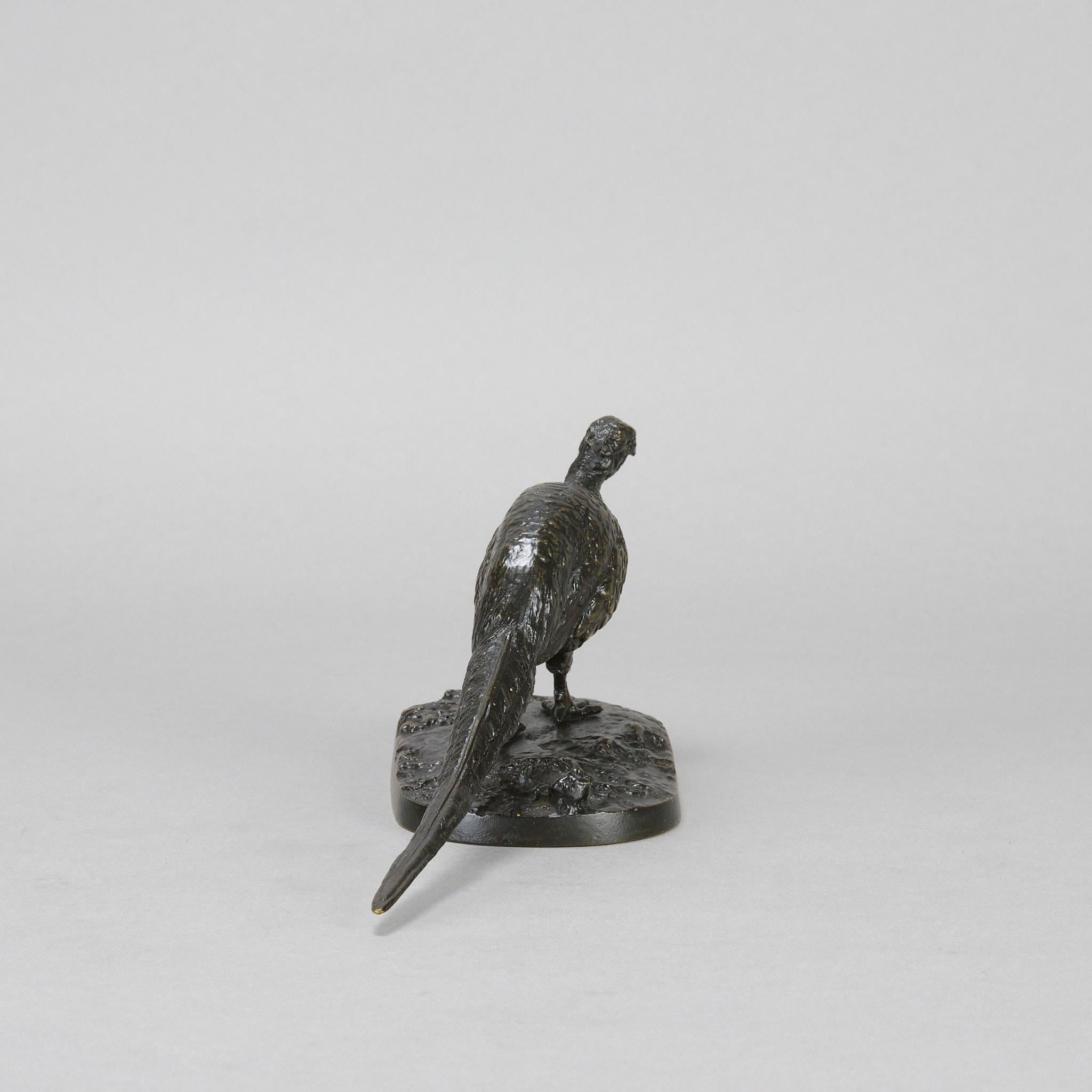 Early 20th Century Animalier Bronze Study entitled “Faisan Droit” by P J Mêne For Sale 2