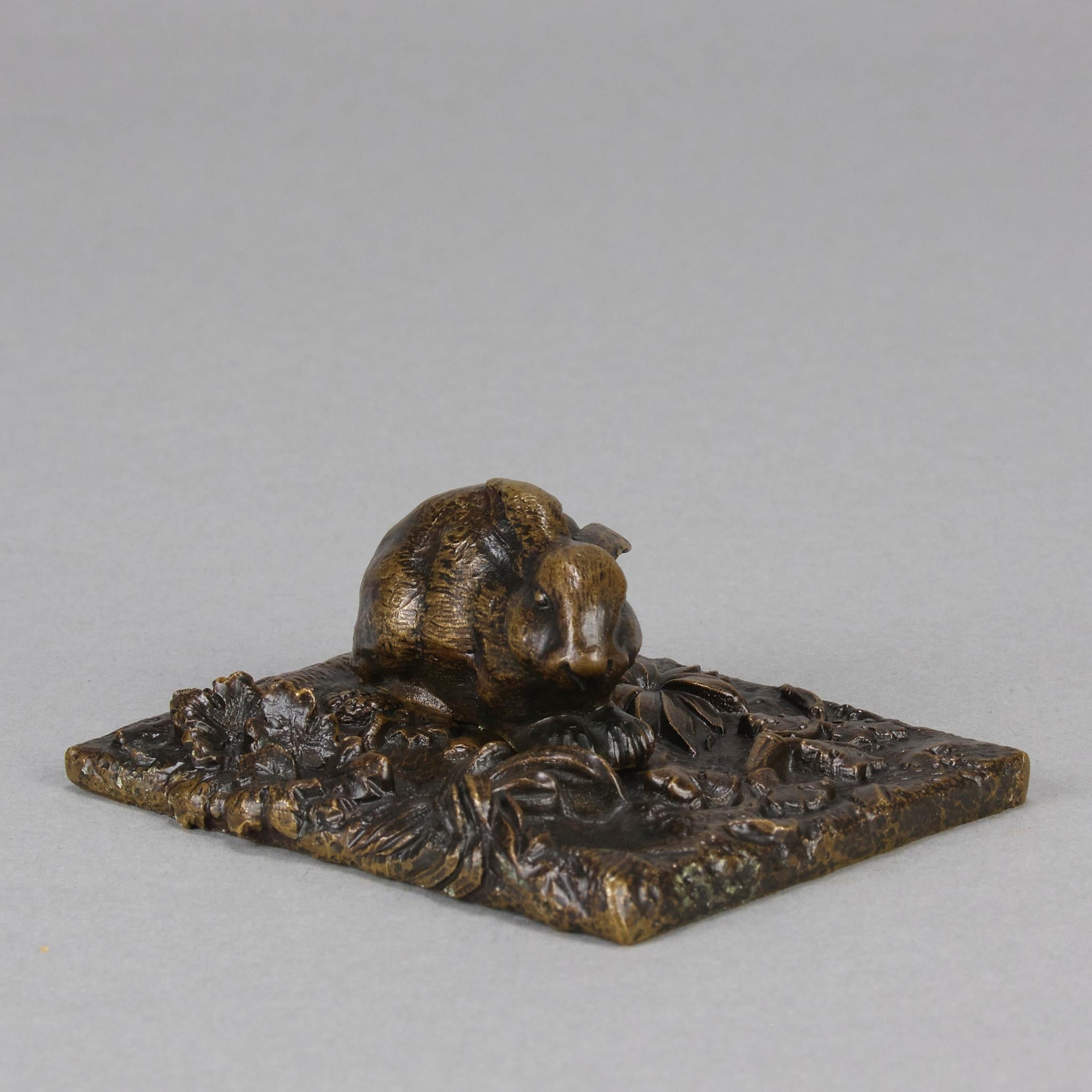 Français Sculpture animalière française du début du 20e siècle en bronze intitulée « Lapin assis » en vente