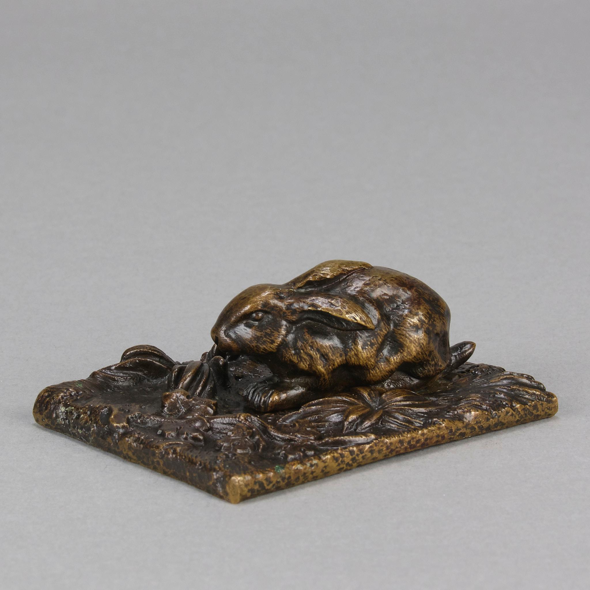 Sculpture animalière française du début du 20e siècle en bronze intitulée « Lapin assis » Excellent état - En vente à London, GB