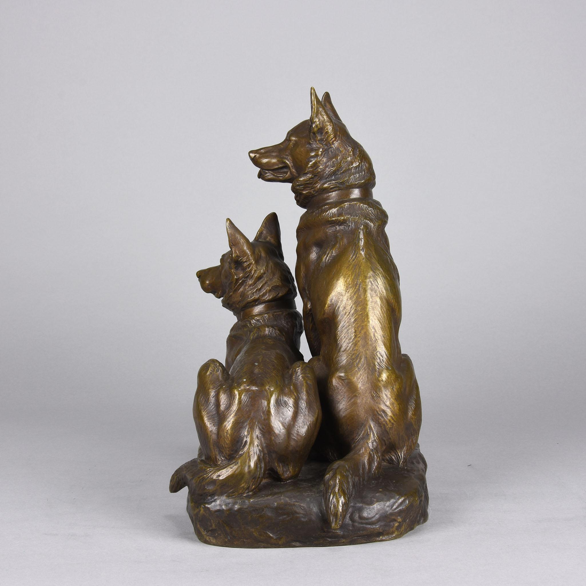 Bronze d'animaux du début du 20e siècle intitulé « Two Alsatians » par Louis Rich en vente 1
