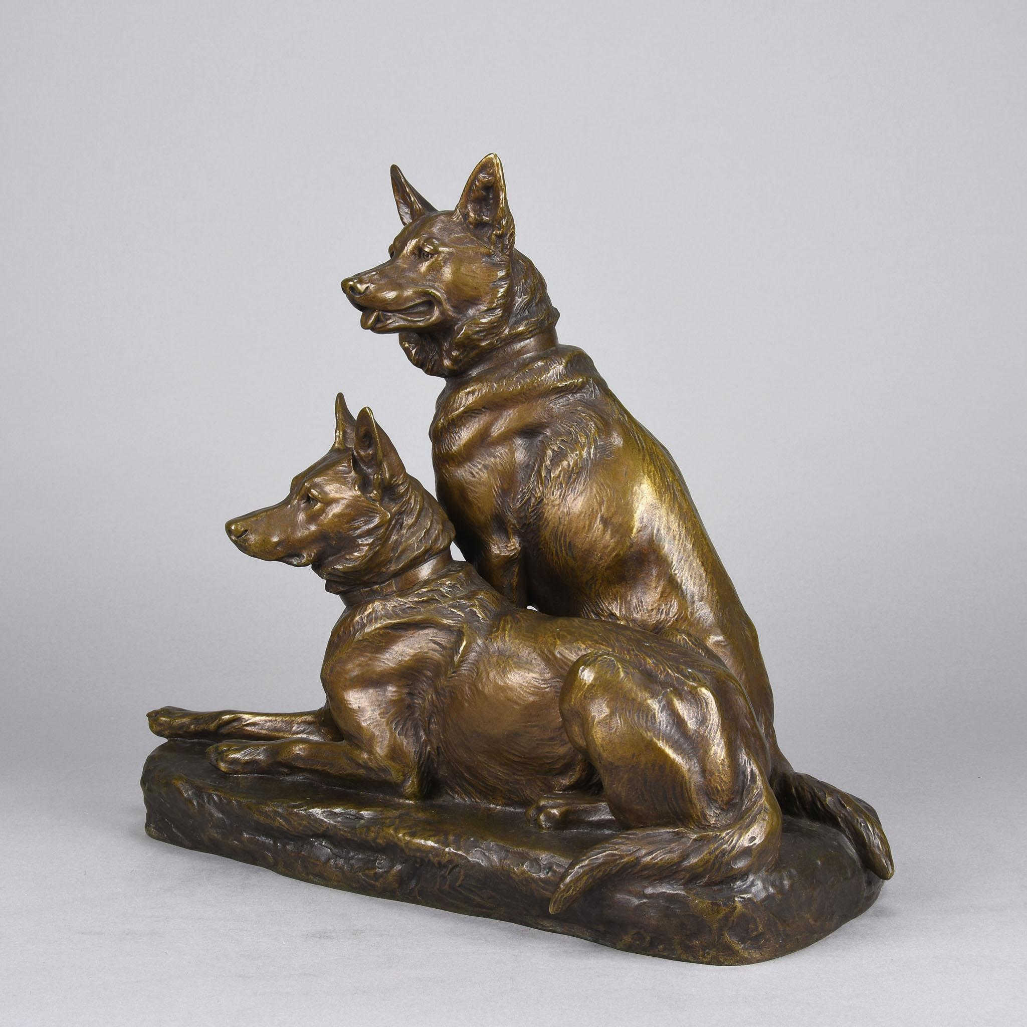 Bronze d'animaux du début du 20e siècle intitulé « Two Alsatians » par Louis Rich en vente 2