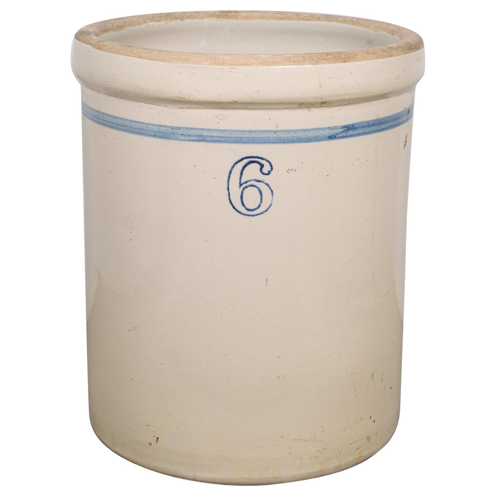 Early 20th Century Antique 6 Gallon Stoneware Crock, circa 1910