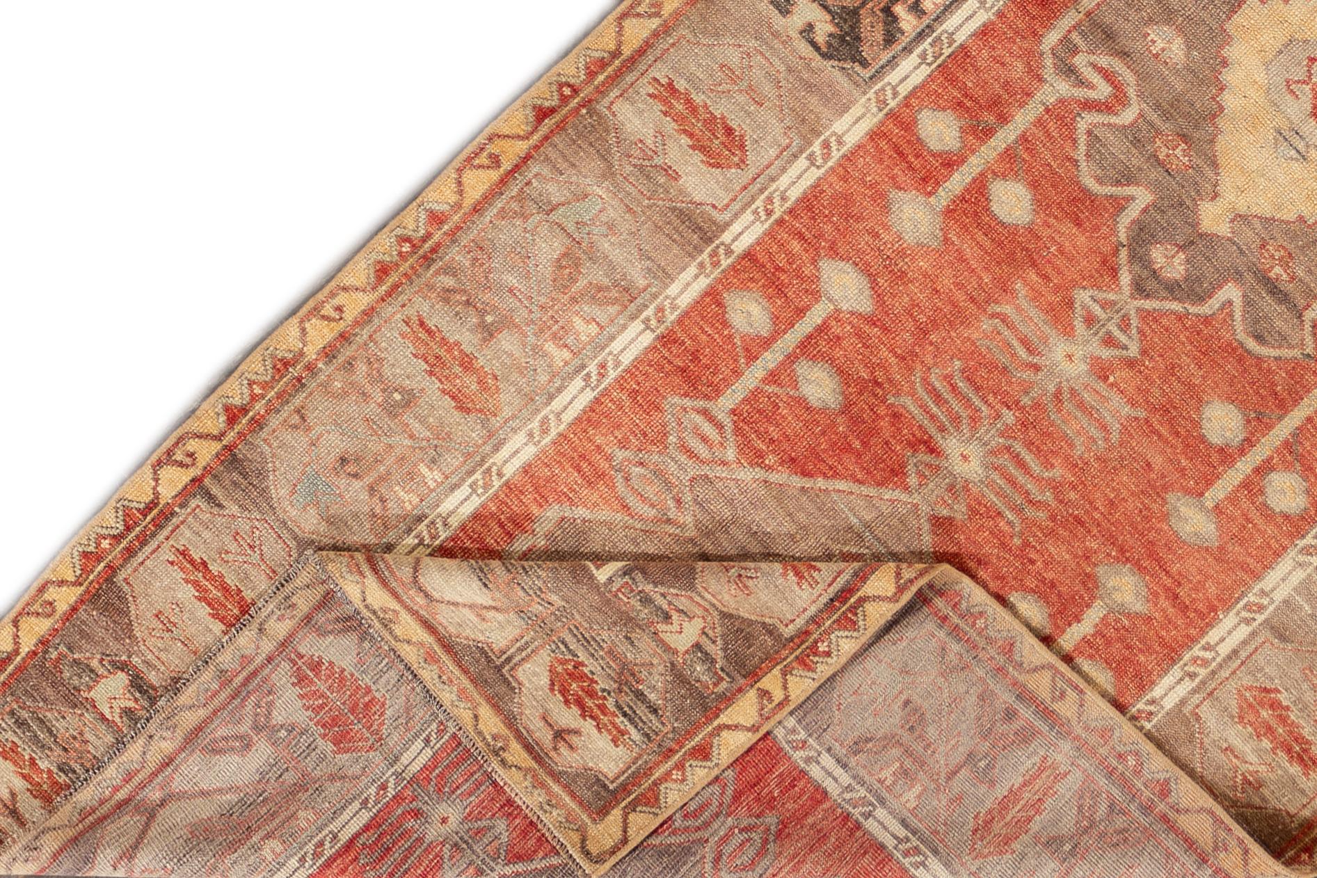 Oushak Early 20th Century Antique Anatolian Wool Runner Rug For Sale