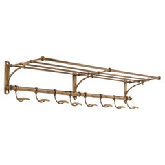 Early 20th Century Antique Art Deco Brass Hat & Coat Wall Mounted Rack. c.1930