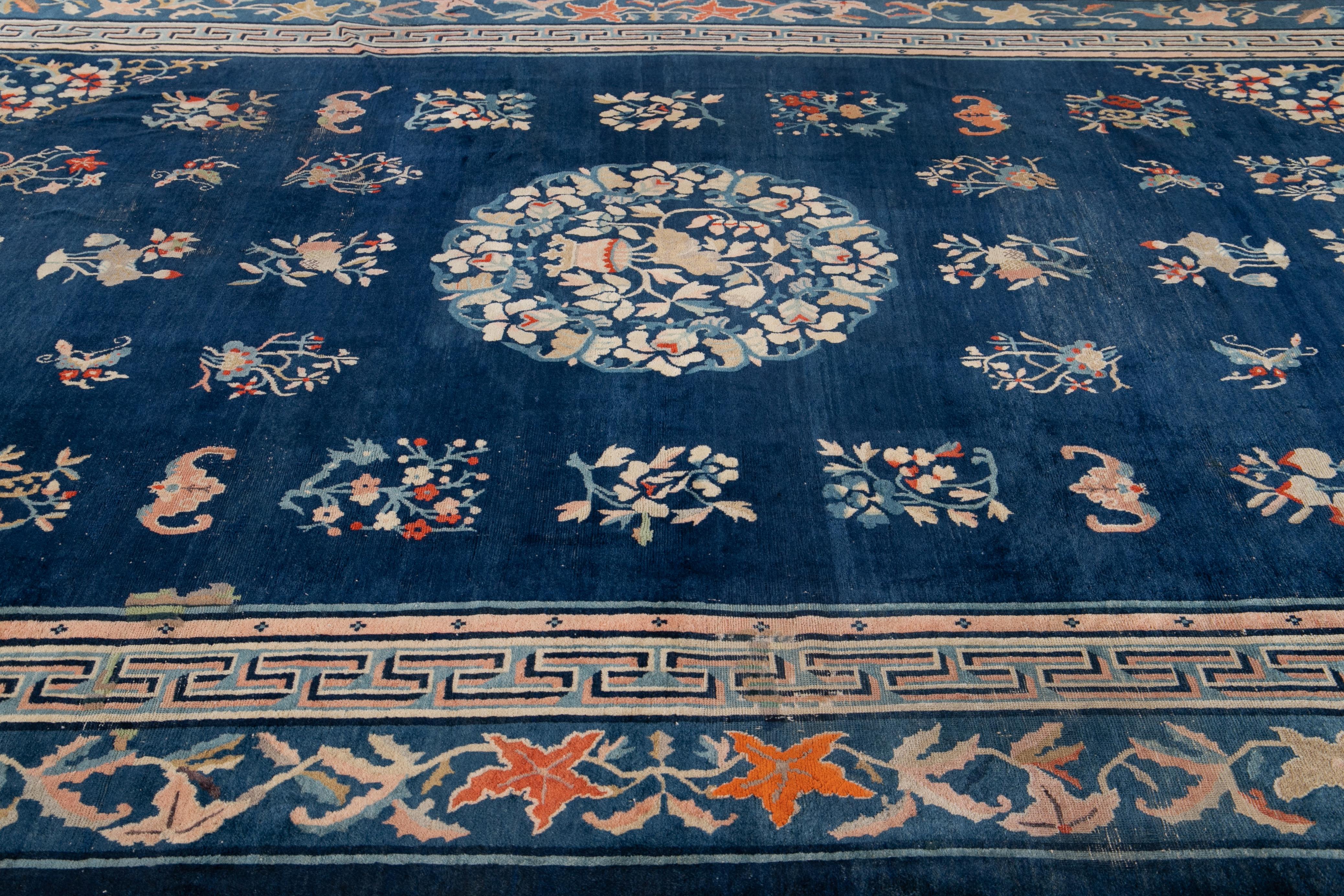 Alfombra de lana china de Pekín antigua Art Decó de principios del siglo XX en venta 5