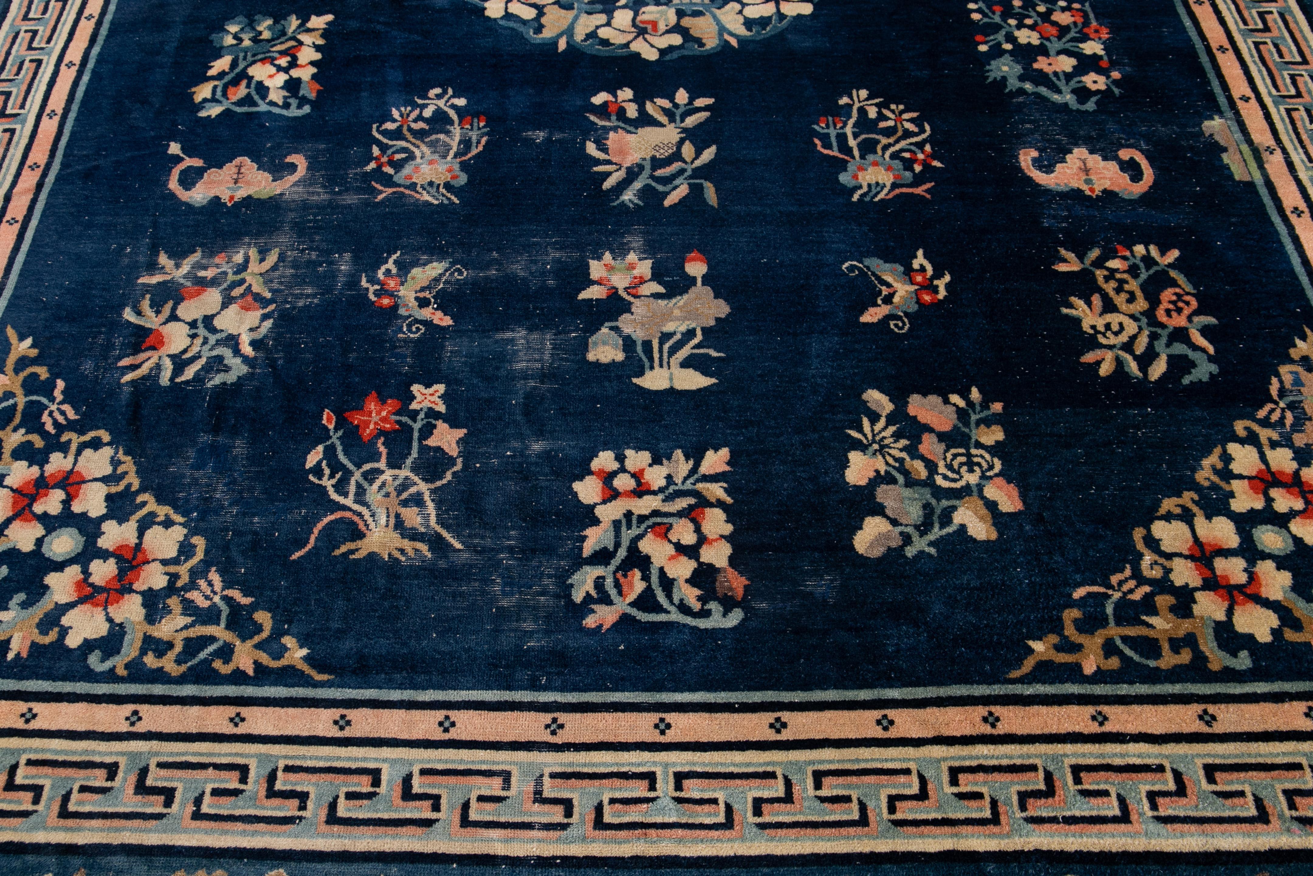 Alfombra de lana china de Pekín antigua Art Decó de principios del siglo XX en venta 8