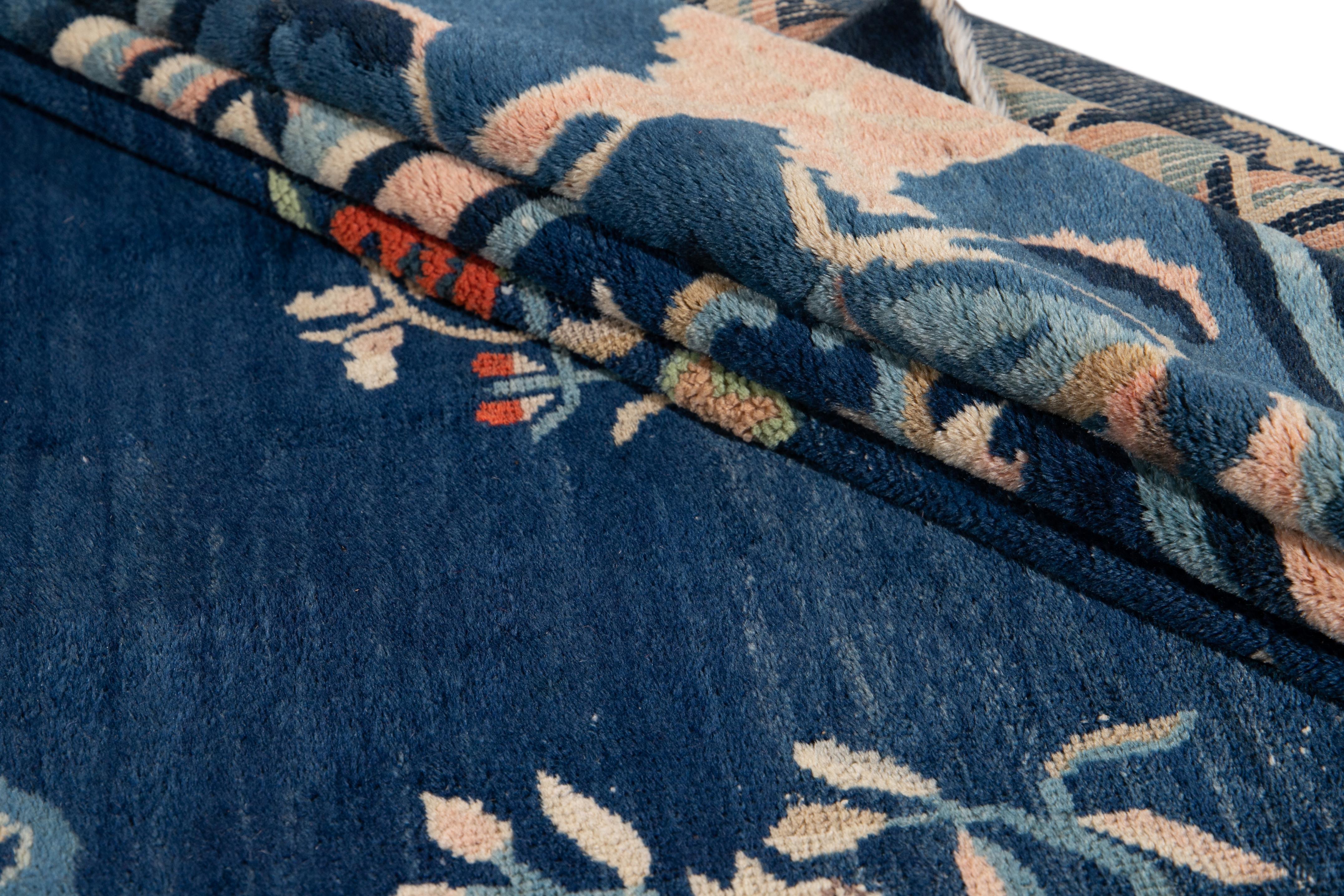 Frühes 20. Jahrhundert Antike Art Deco Chinesisch Peking Wolle Teppich (Handgeknüpft) im Angebot