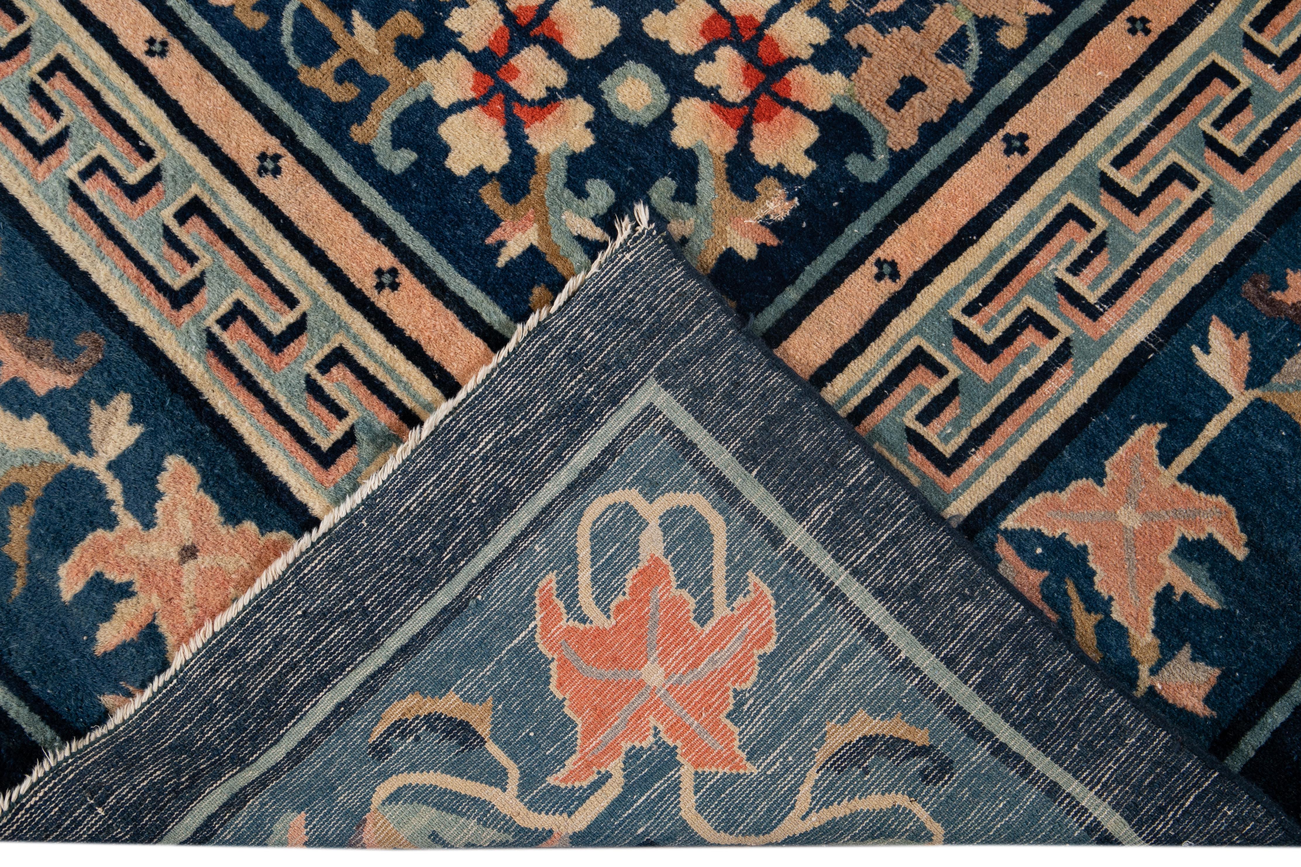Frühes 20. Jahrhundert Antike Art Deco Chinesisch Peking Wolle Teppich im Zustand „Hervorragend“ im Angebot in Norwalk, CT