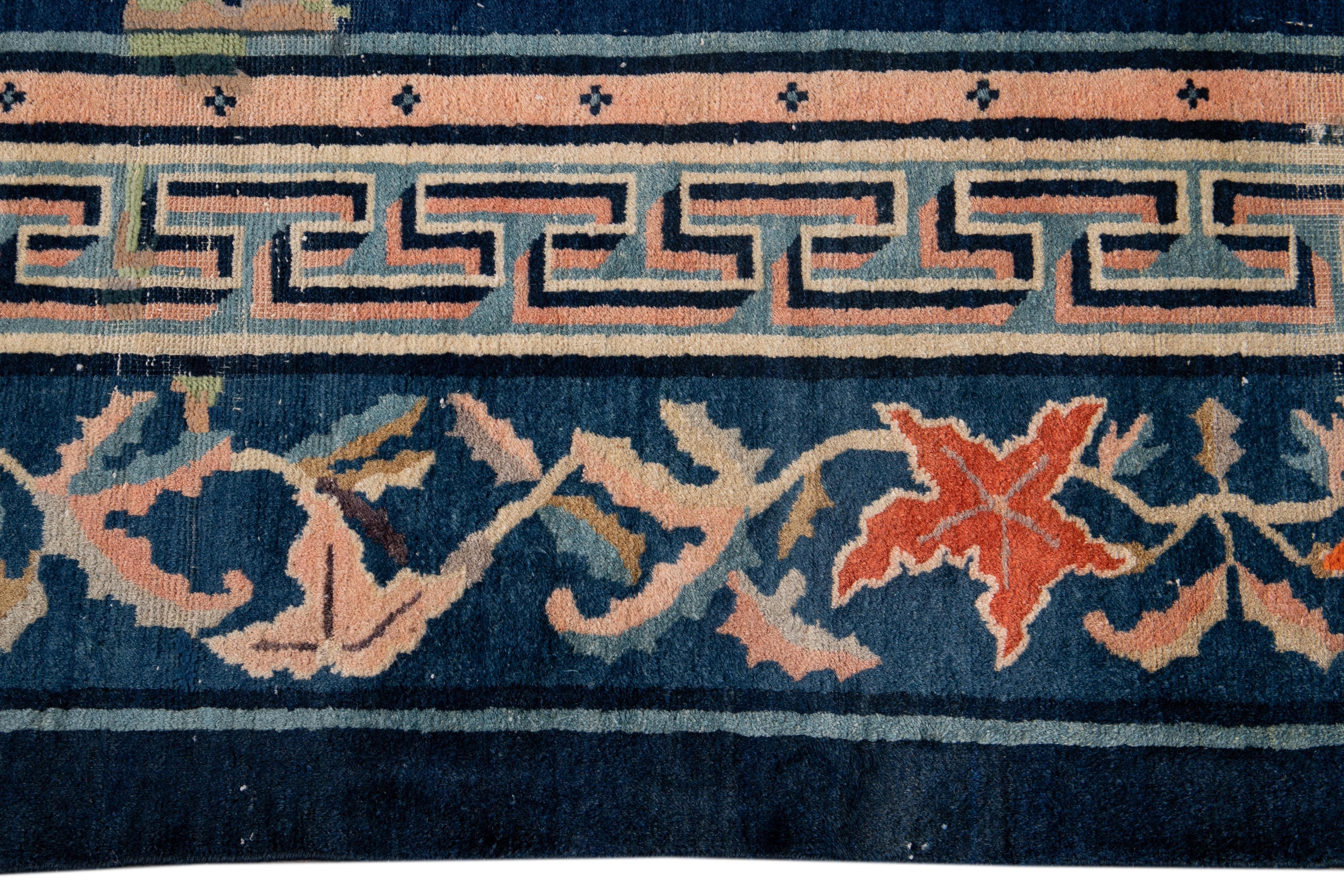 Frühes 20. Jahrhundert Antike Art Deco Chinesisch Peking Wolle Teppich im Angebot 3
