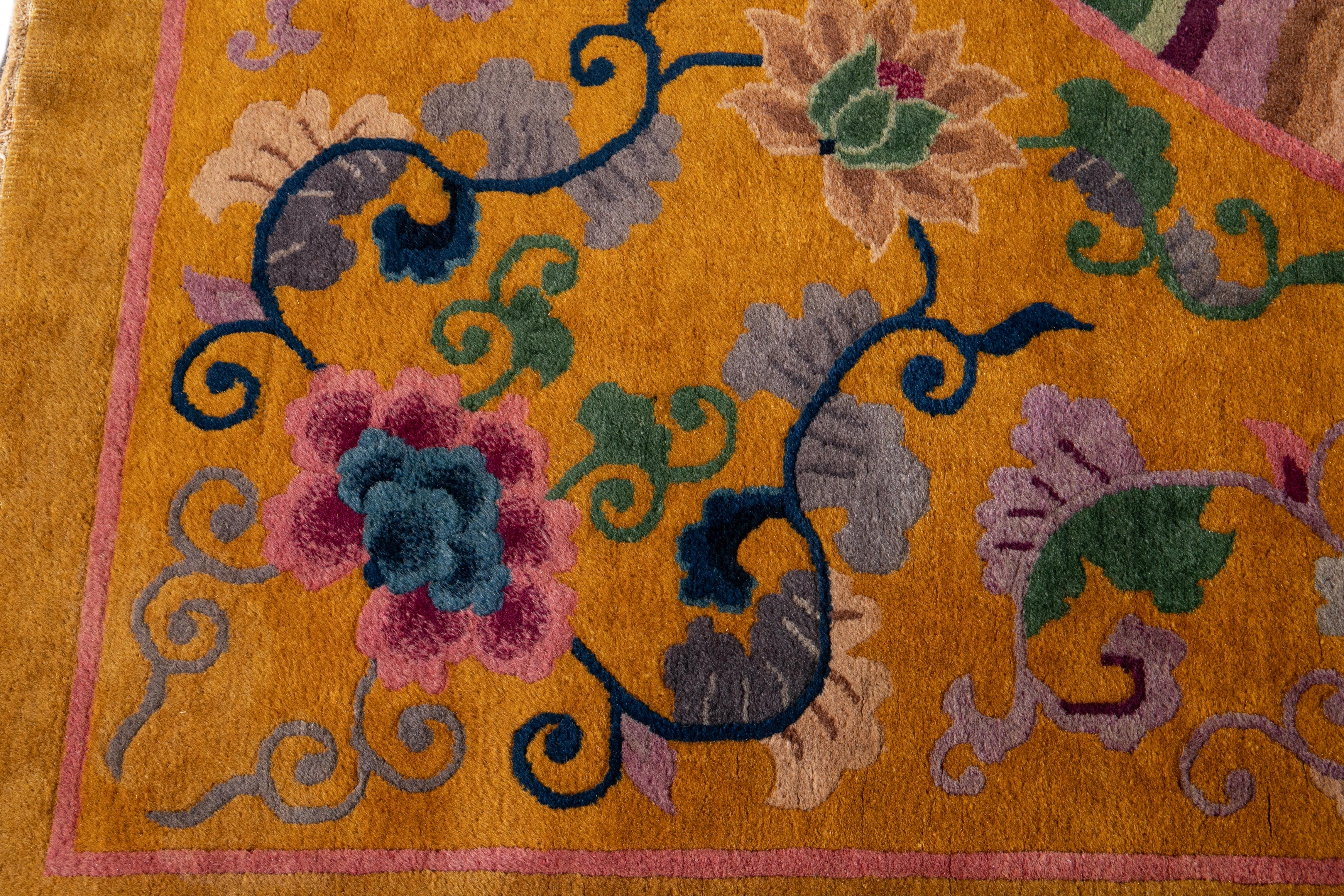 Hand-Knotted Early 20th Century Antique Art Deco Chinese Rug For Sale