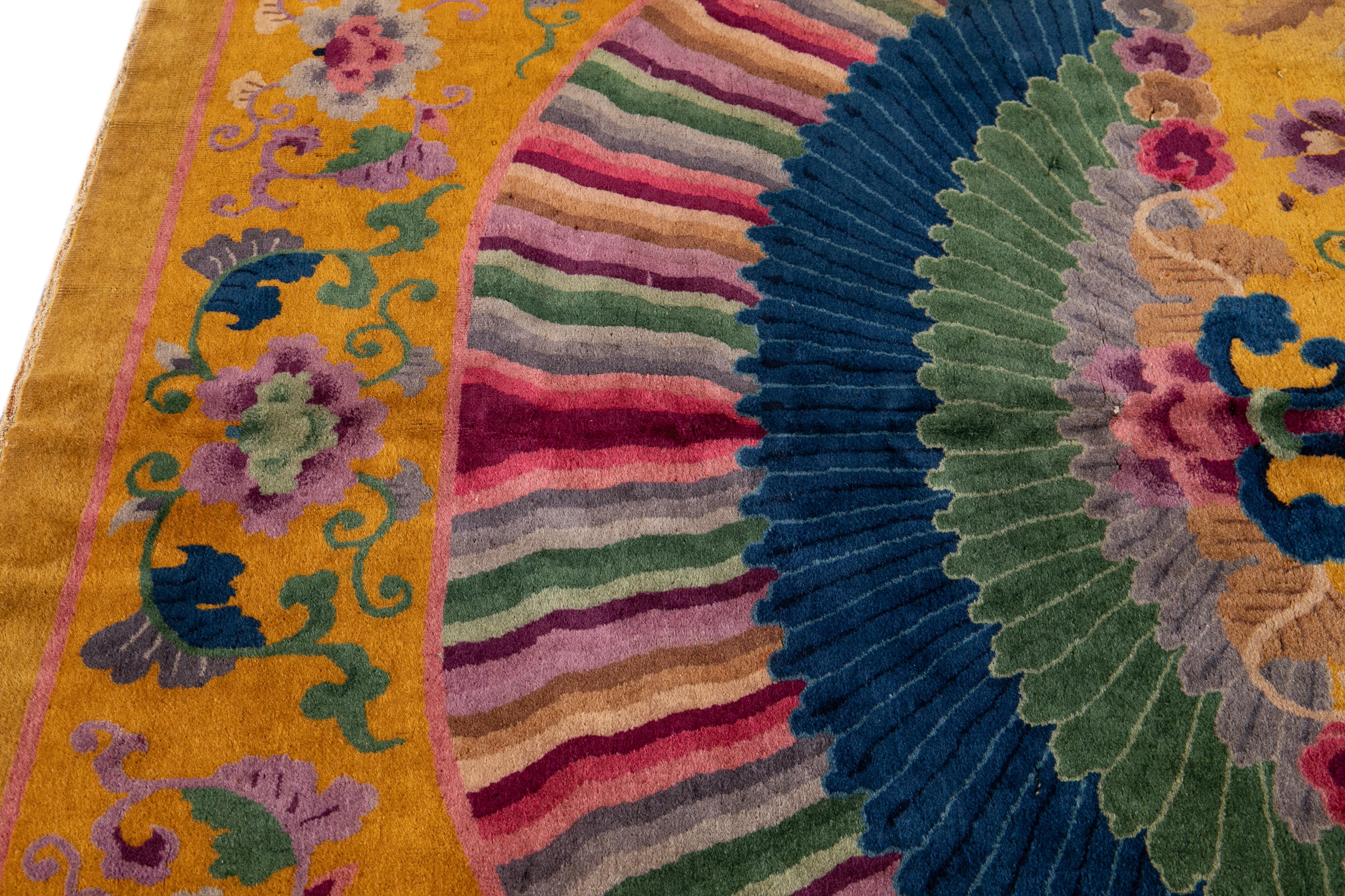 Antiker chinesischer Teppich im Art déco-Stil des frühen 20 (Handgeknüpft) im Angebot