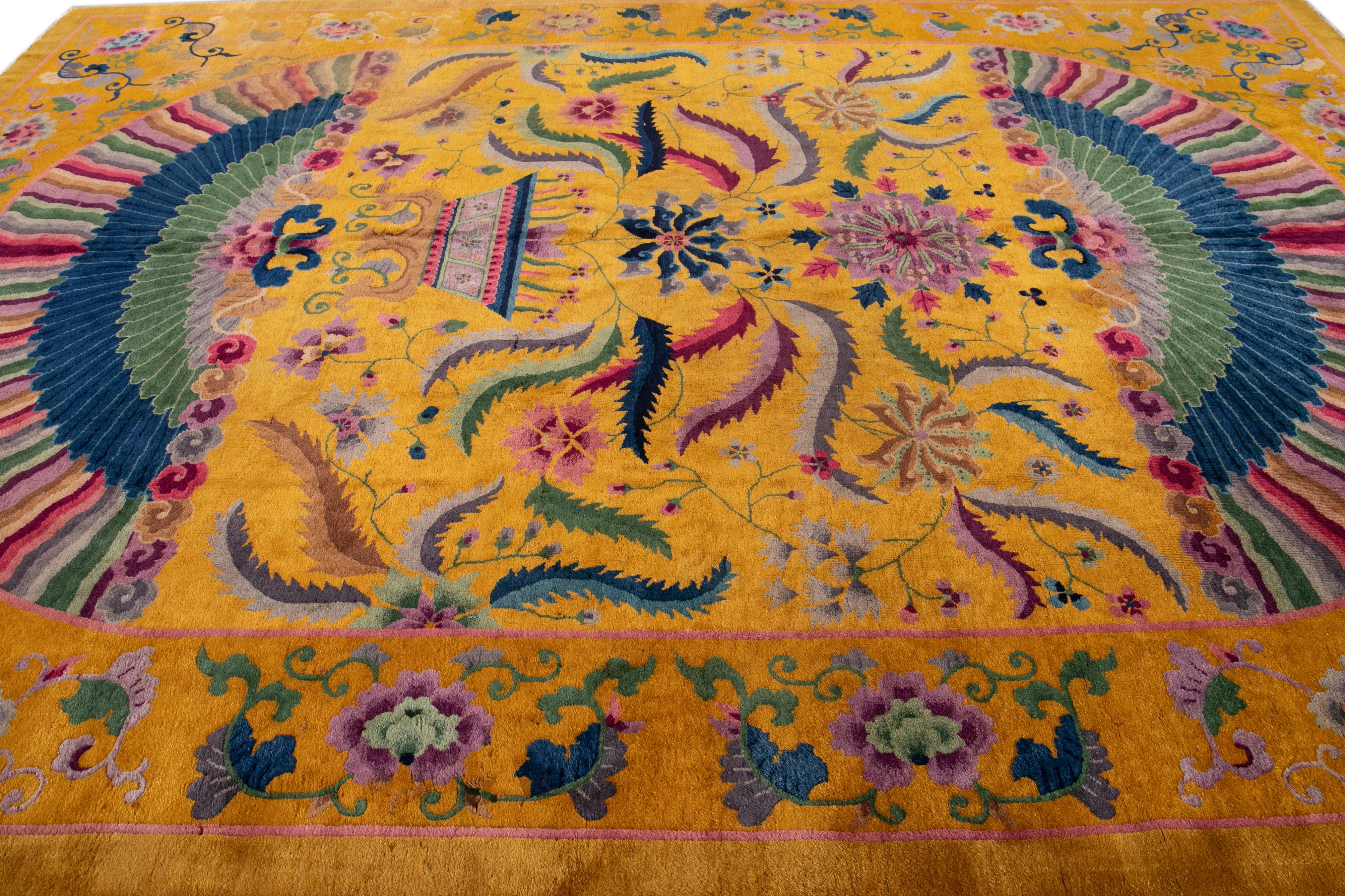 Antiker chinesischer Teppich im Art déco-Stil des frühen 20 im Zustand „Gut“ im Angebot in Norwalk, CT