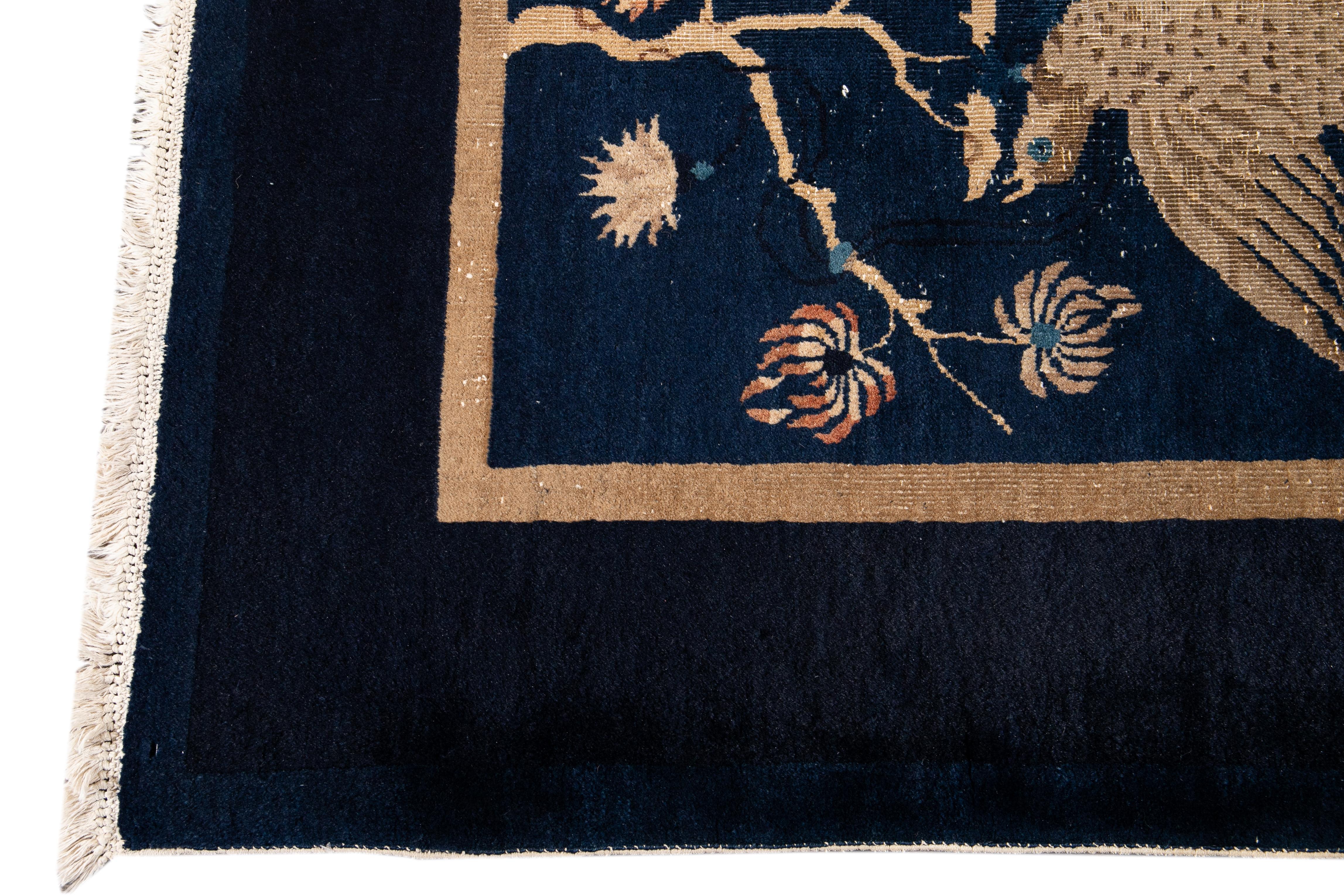 Early 20th Century Antique Art Deco Chinese Rug In Distressed Condition In Norwalk, CT