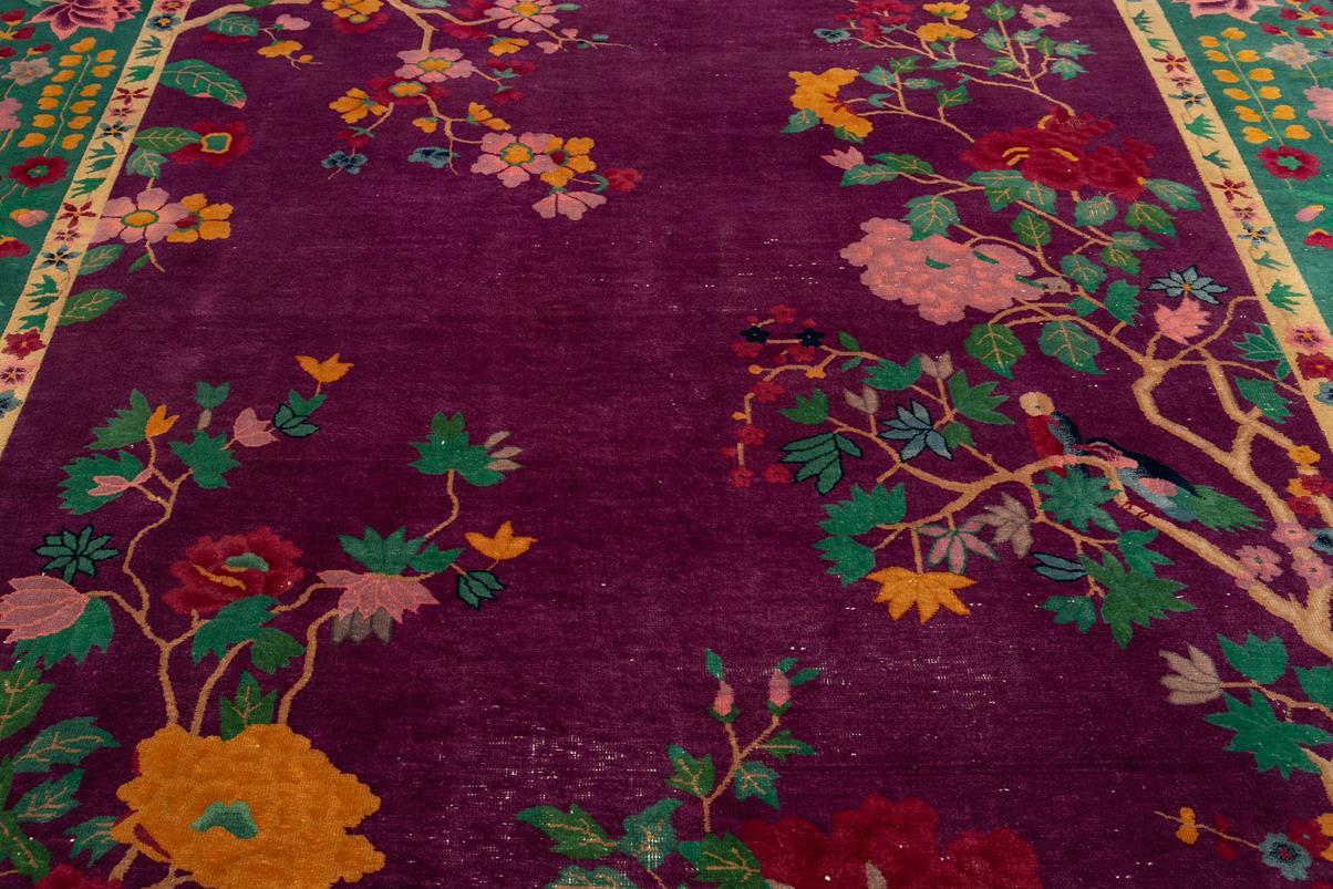 Antique Purple Art Deco Chinese Rug 8 Ft 9 In X 14 Ft 3 In.  For Sale 3