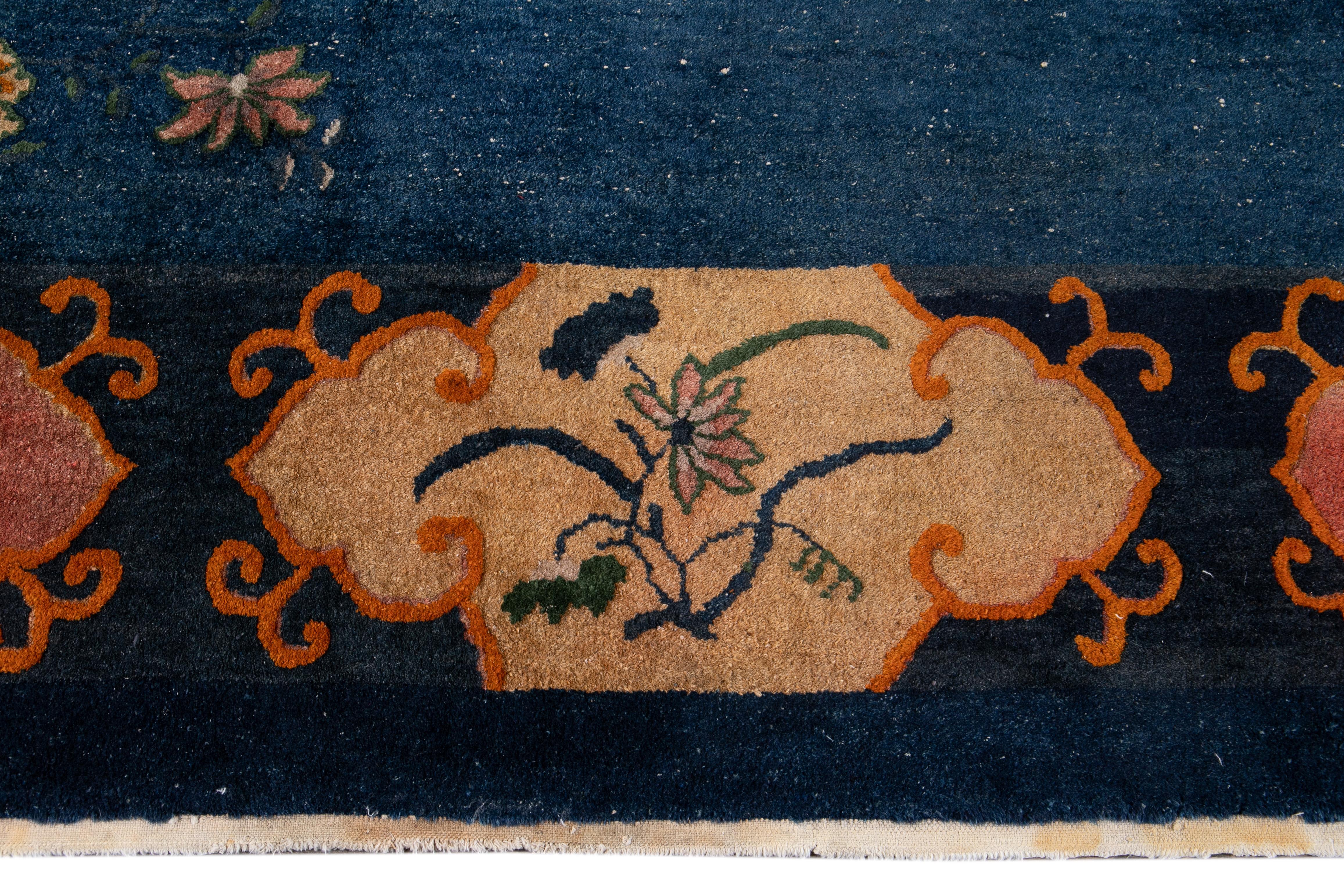 Early 20th Century Antique Art Deco Chinese Square Wool Rug For Sale 7
