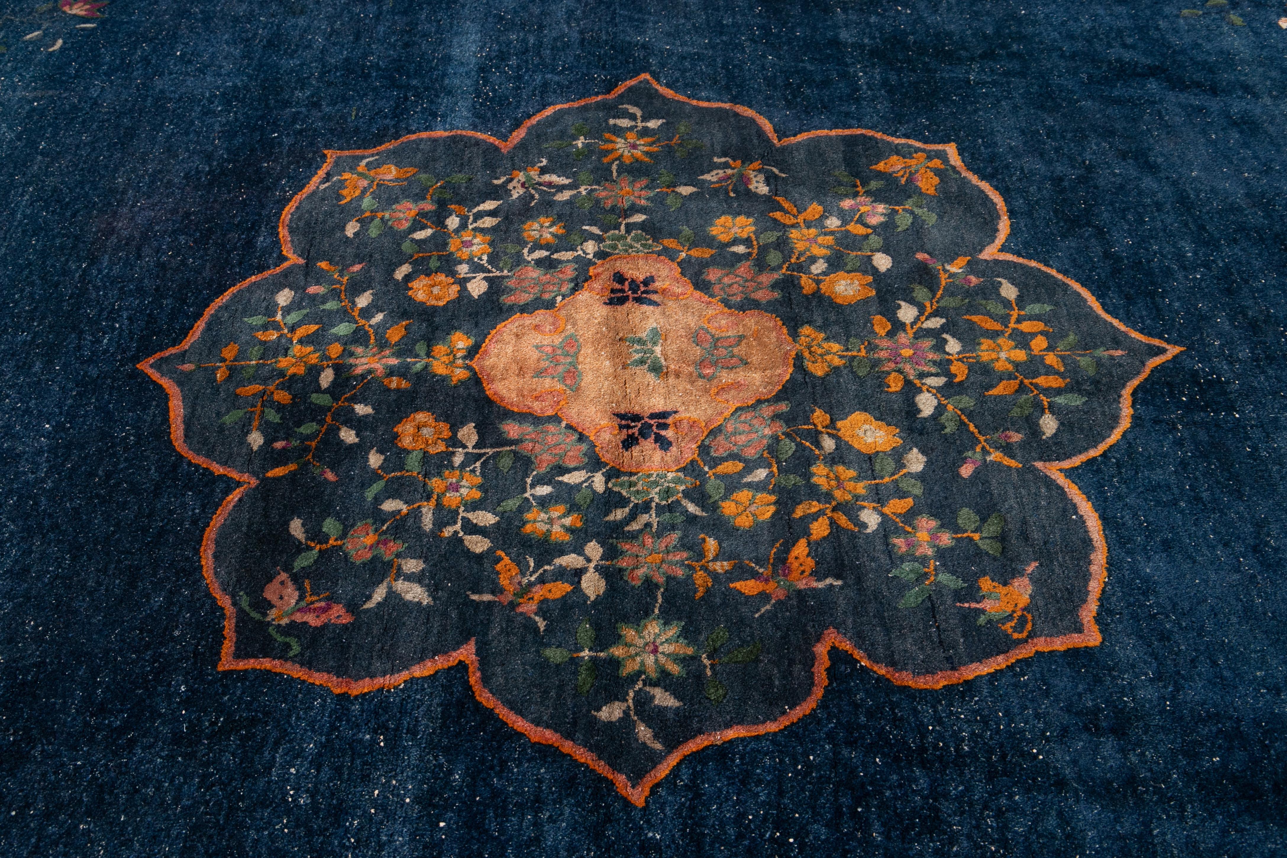 Early 20th Century Antique Art Deco Chinese Square Wool Rug For Sale 3