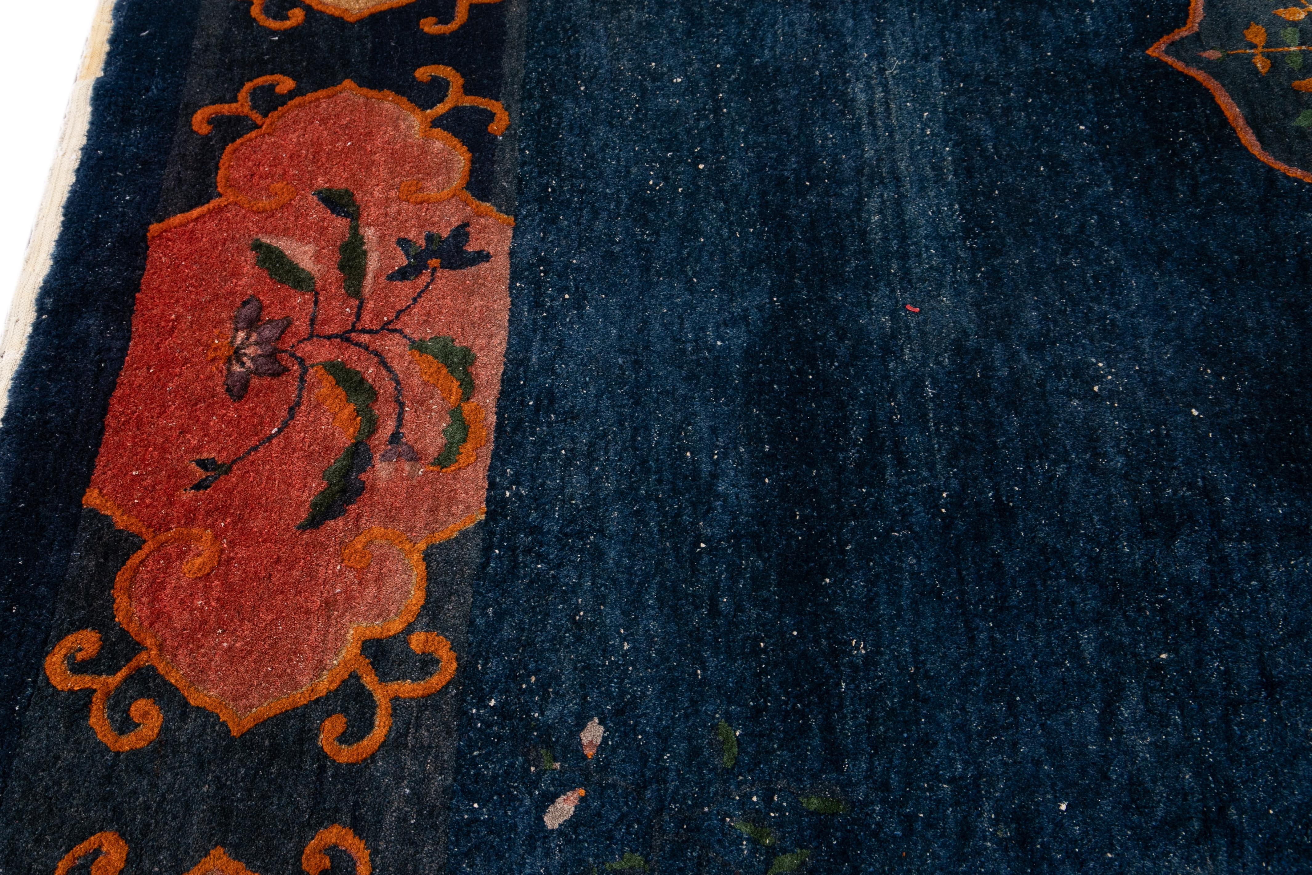 Frühes 20. Jahrhundert Antike Art Deco Chinesisch Quadrat Wolle Teppich im Angebot 4