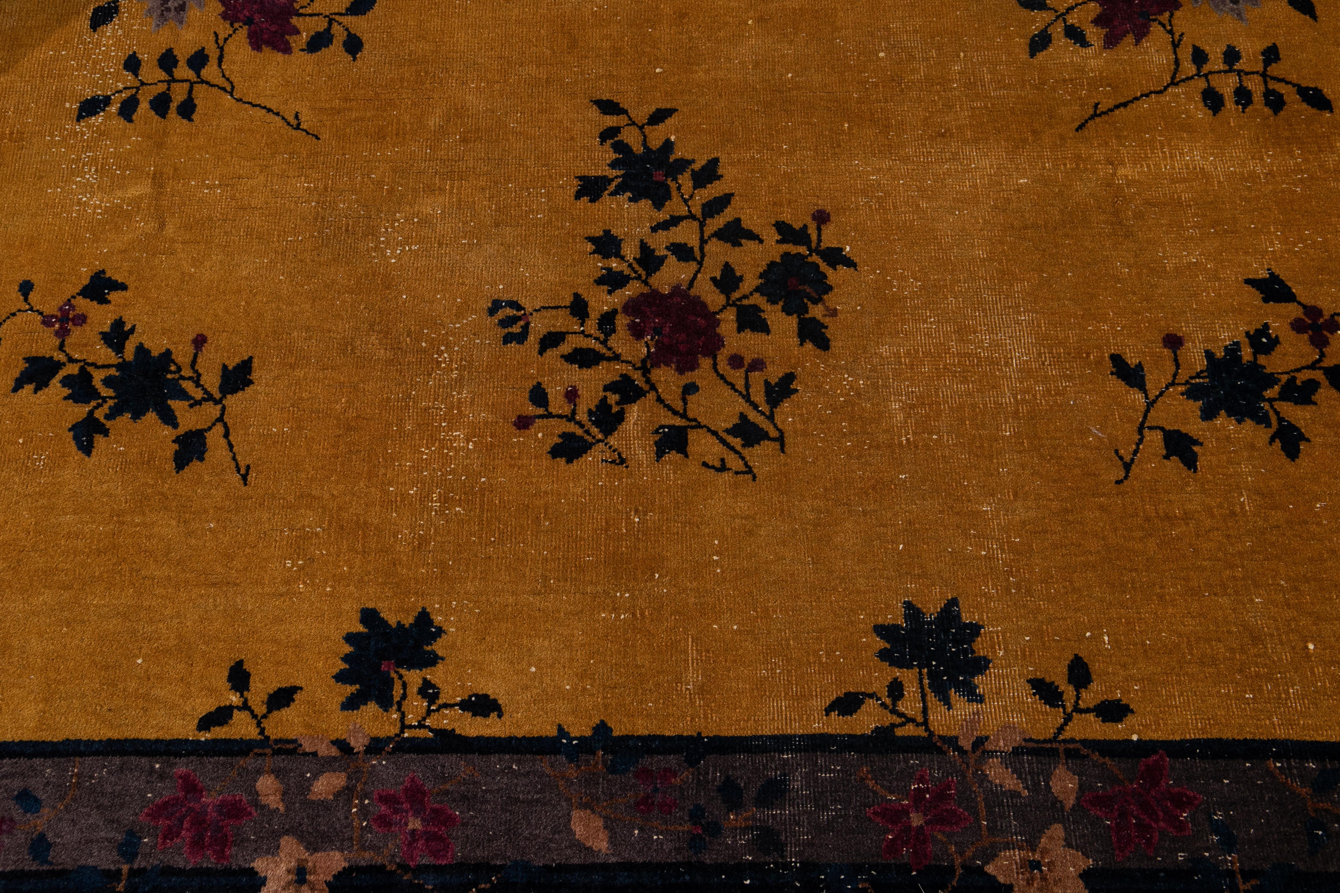 Antique Yellow Art Deco Chinese Wool Rug 9 Ft X 11 Ft 5 In. For Sale 5